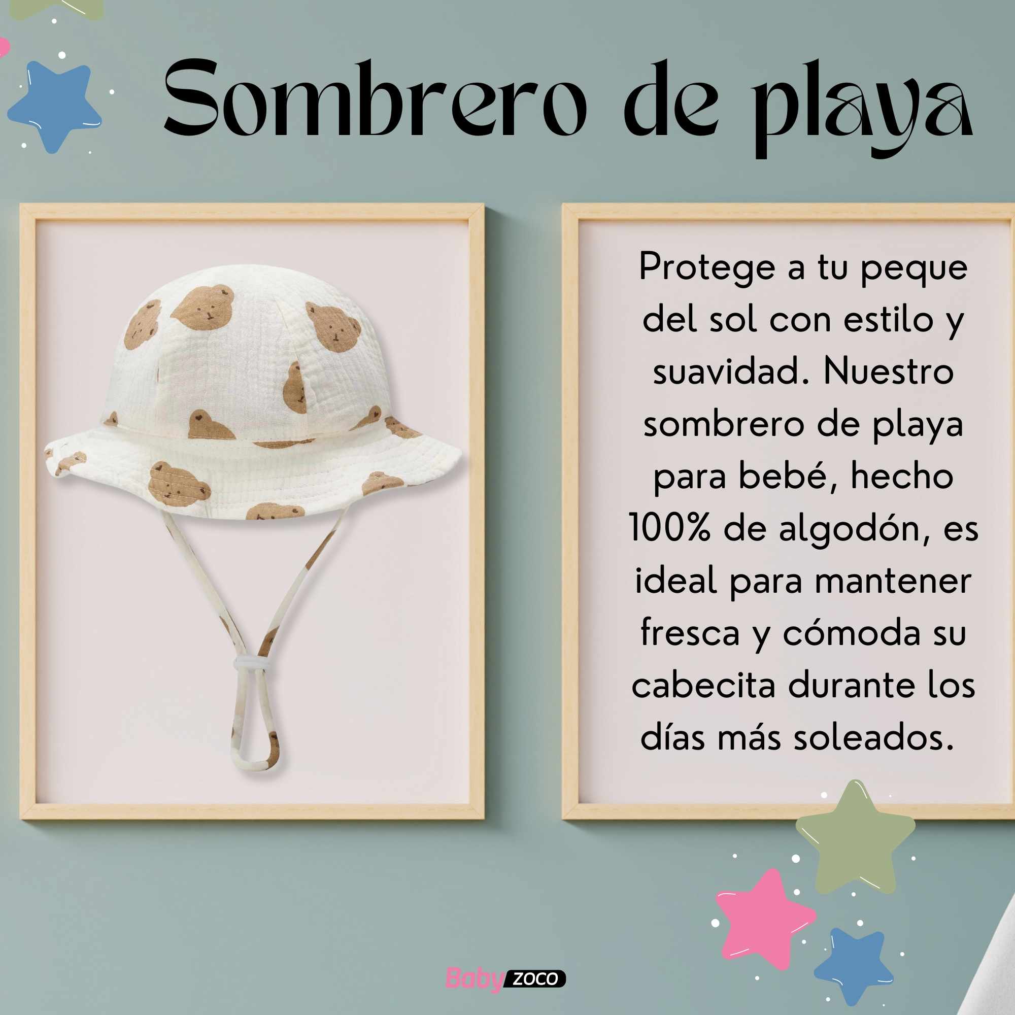 Sombrero de playa para bebe diseño oso - imagen 2