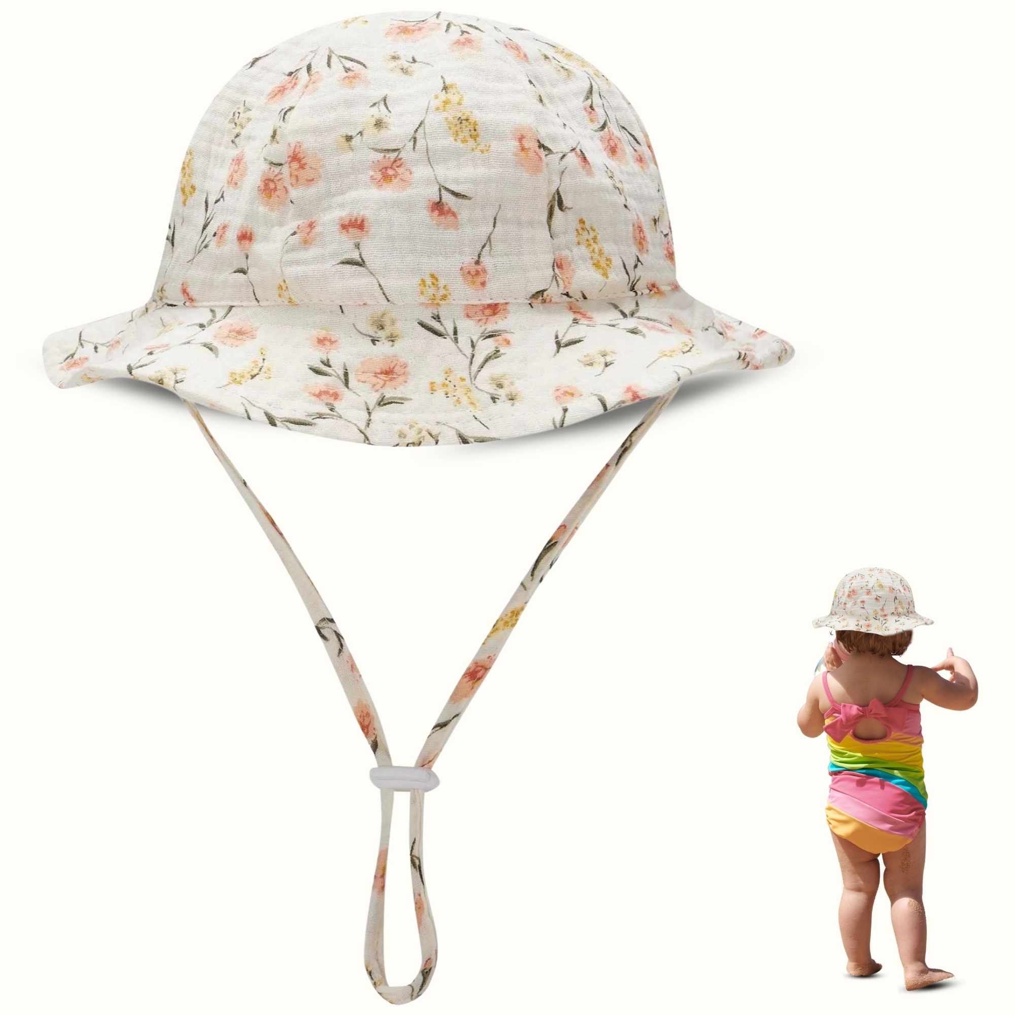 Sombrero de playa para bebe diseño de flores - imagen 1