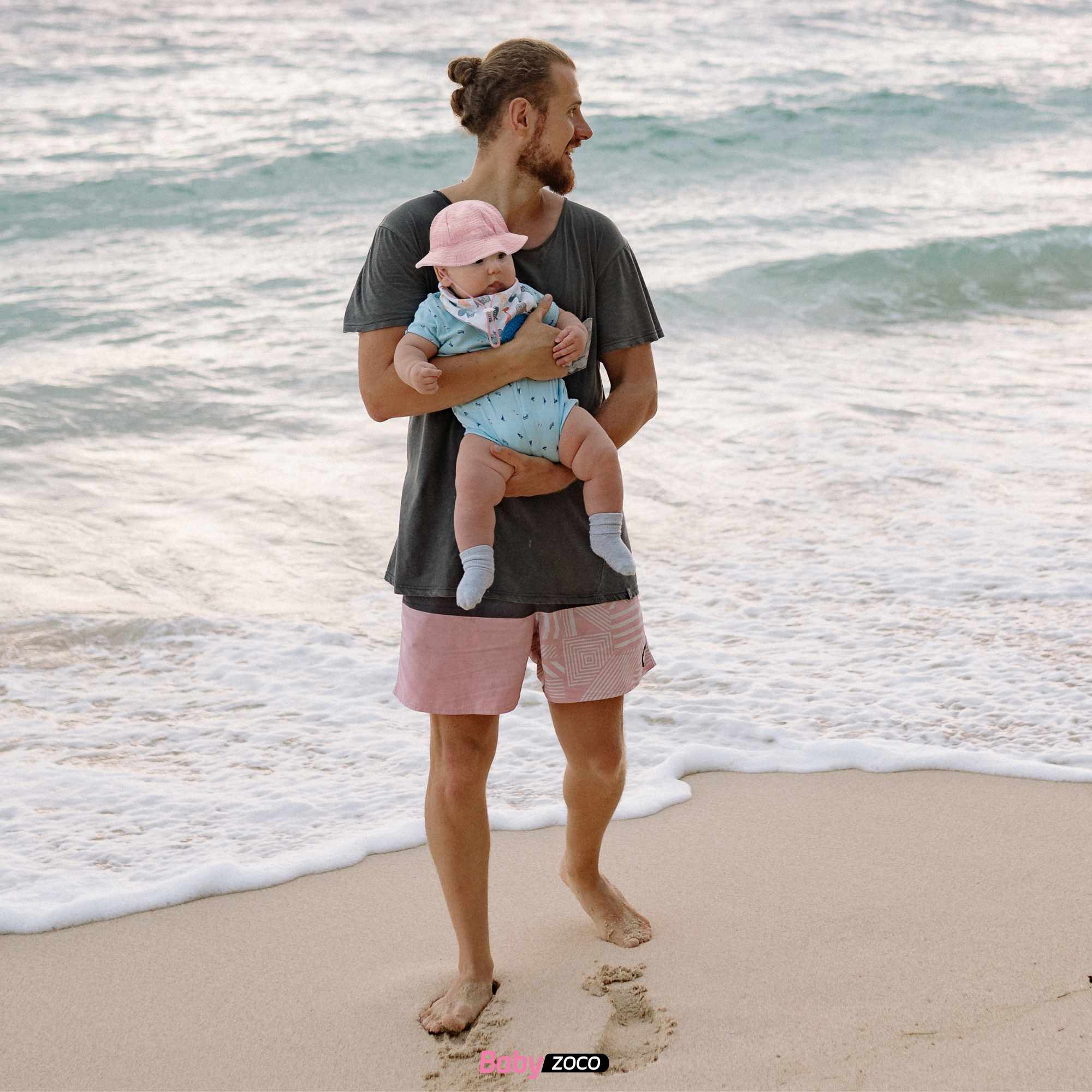 Sombrero de playa para bebe diseño clásico rosa - imagen 4