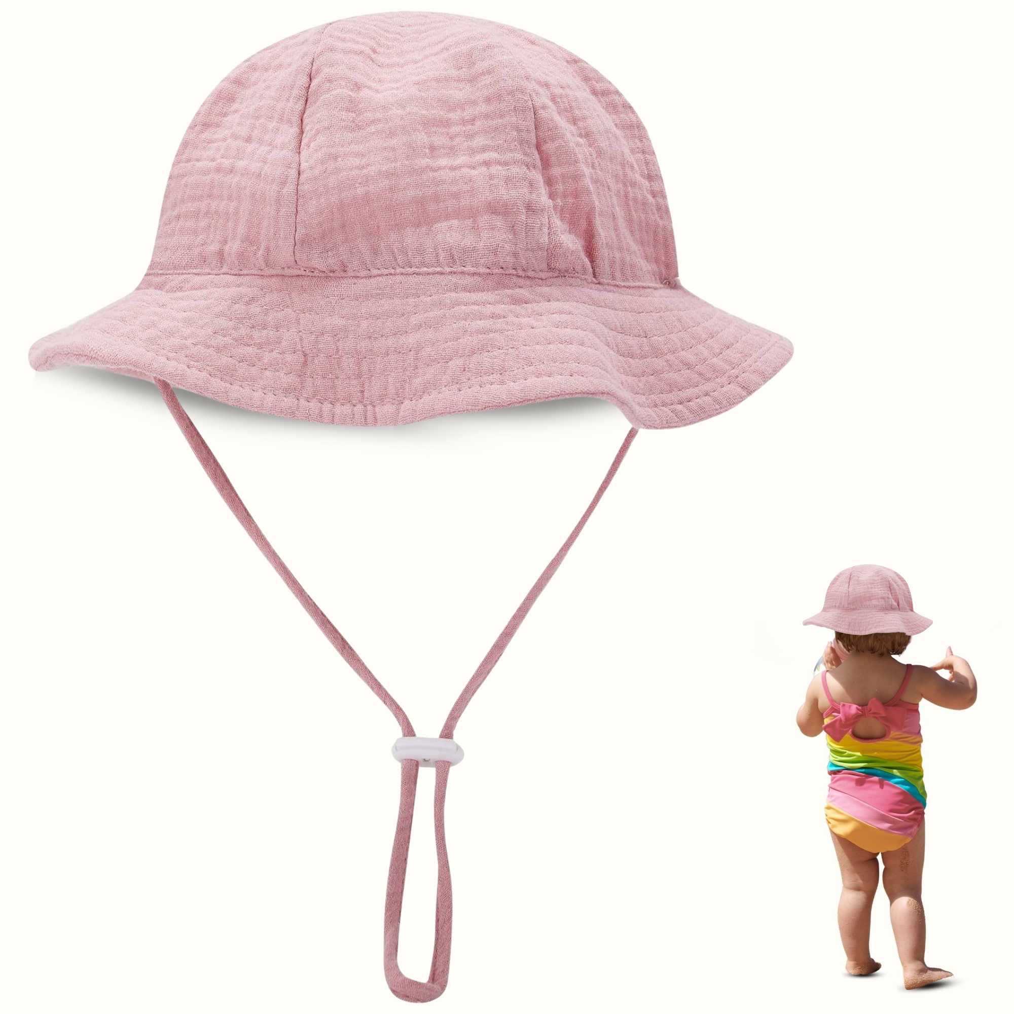 Sombrero de playa para bebe diseño clásico rosa - imagen 1
