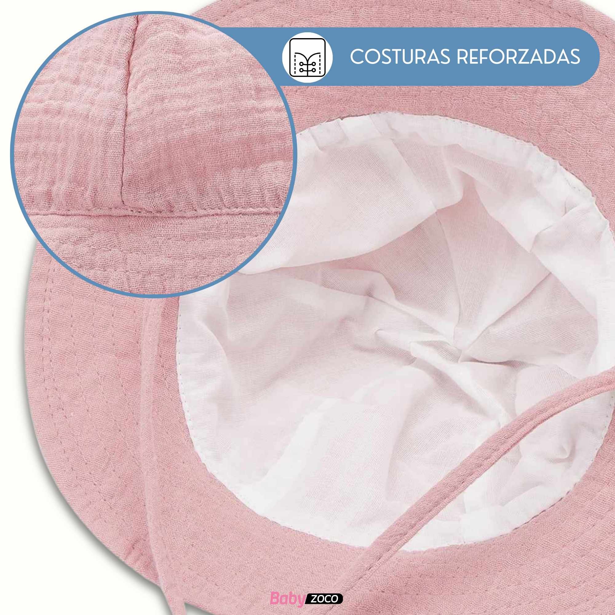 Sombrero de playa para bebe diseño clásico rosa - imagen 3