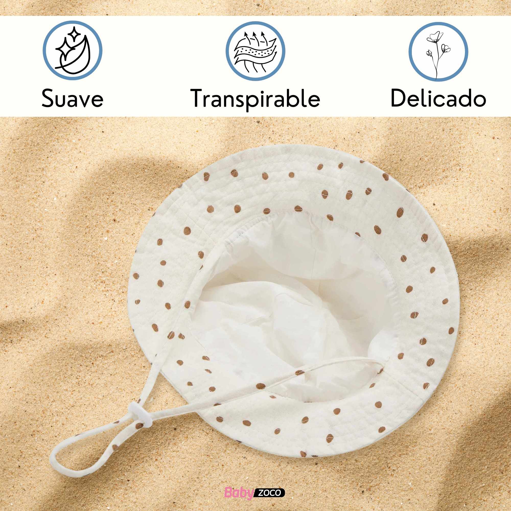 Sombrero de playa para bebe diseño puntos - imagen 4