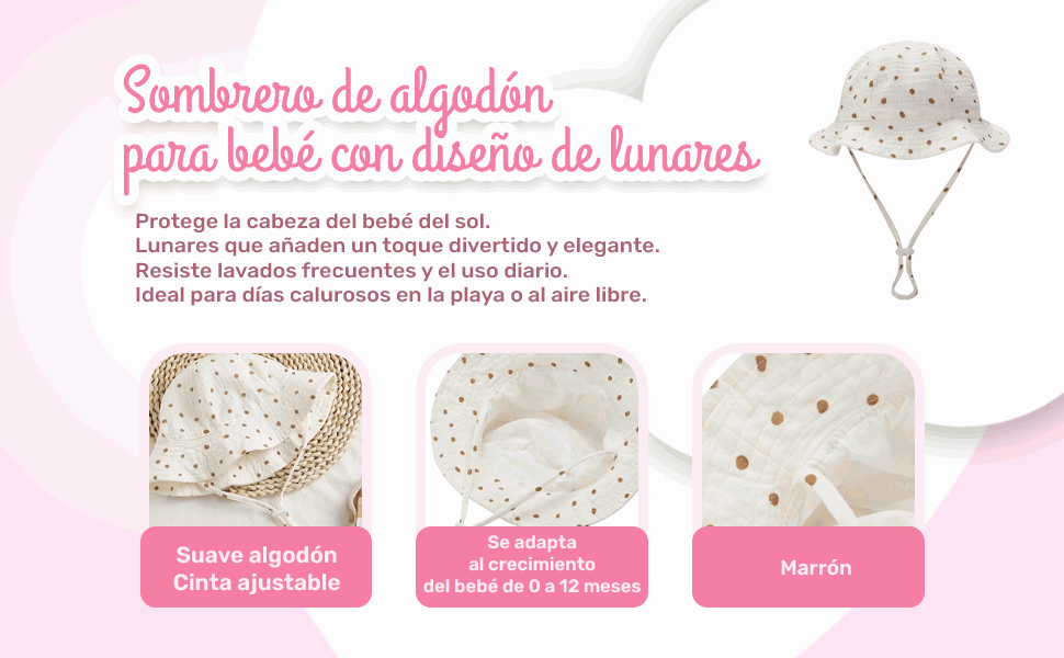 Banner - Sombrero de playa para bebe diseño puntos