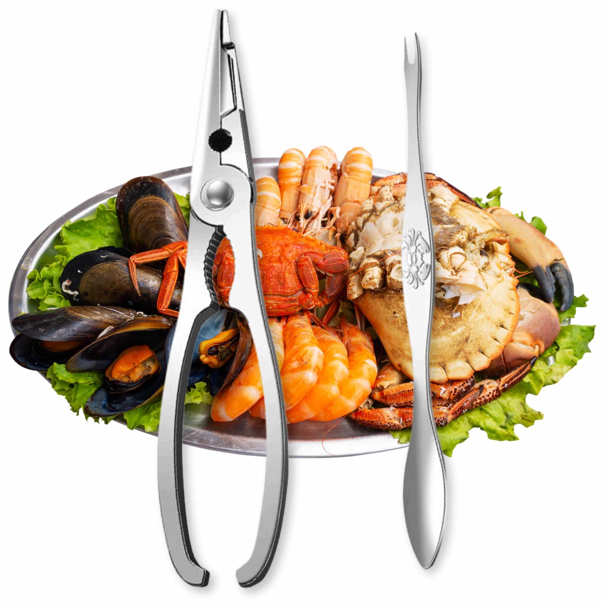 Pinza y tenedor para marisco acero inoxidable - imagen 1