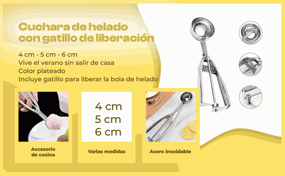 Banner - Cuchara de helado de acero inoxidable 5 cm diámetro