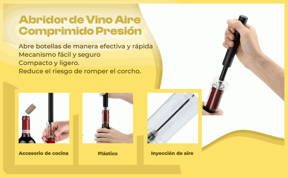 Banner - Abrebotellas de vino con aire a presión