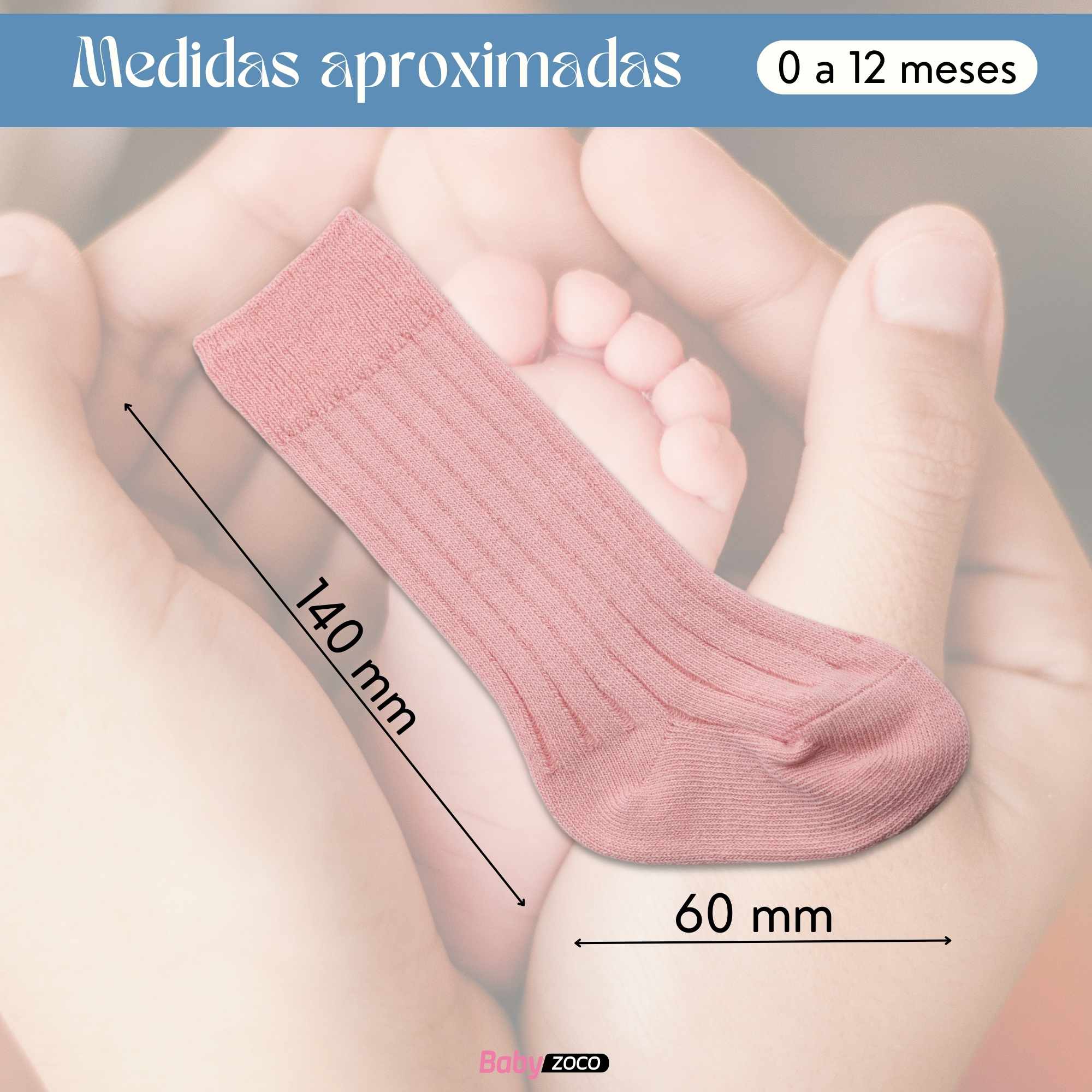 Calcetines Largos de Algodón para bebe 0 a 12 Meses Rosa - imagen 6