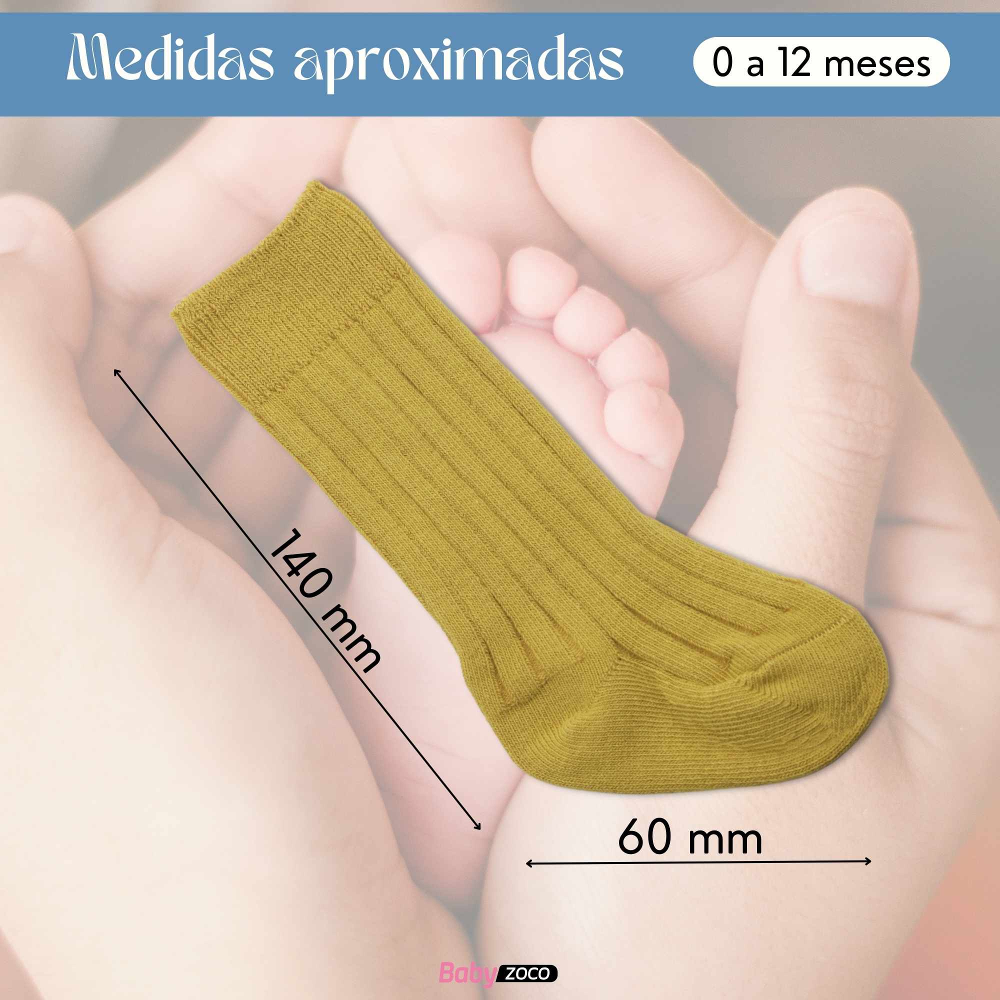 Calcetines Largos de Algodón para bebe 0 a 12 Meses Amarillo - imagen 6