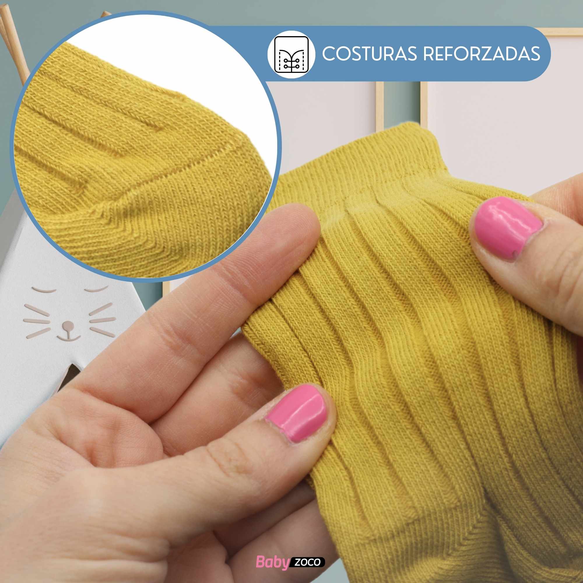 Calcetines Largos de Algodón para bebe 0 a 12 Meses Amarillo - imagen 3