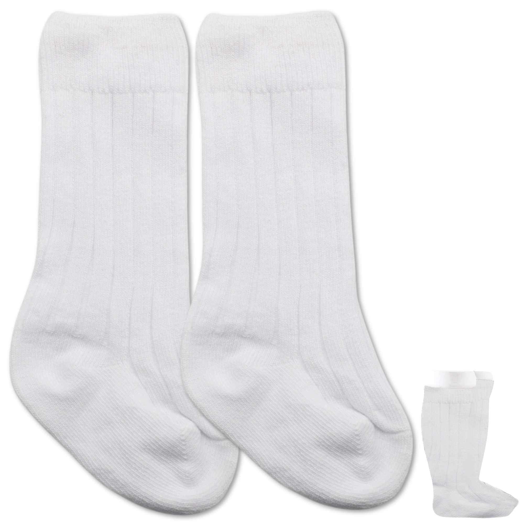 Calcetines Largos de Algodón para bebe 0 a 12 Meses Blancos - imagen 1