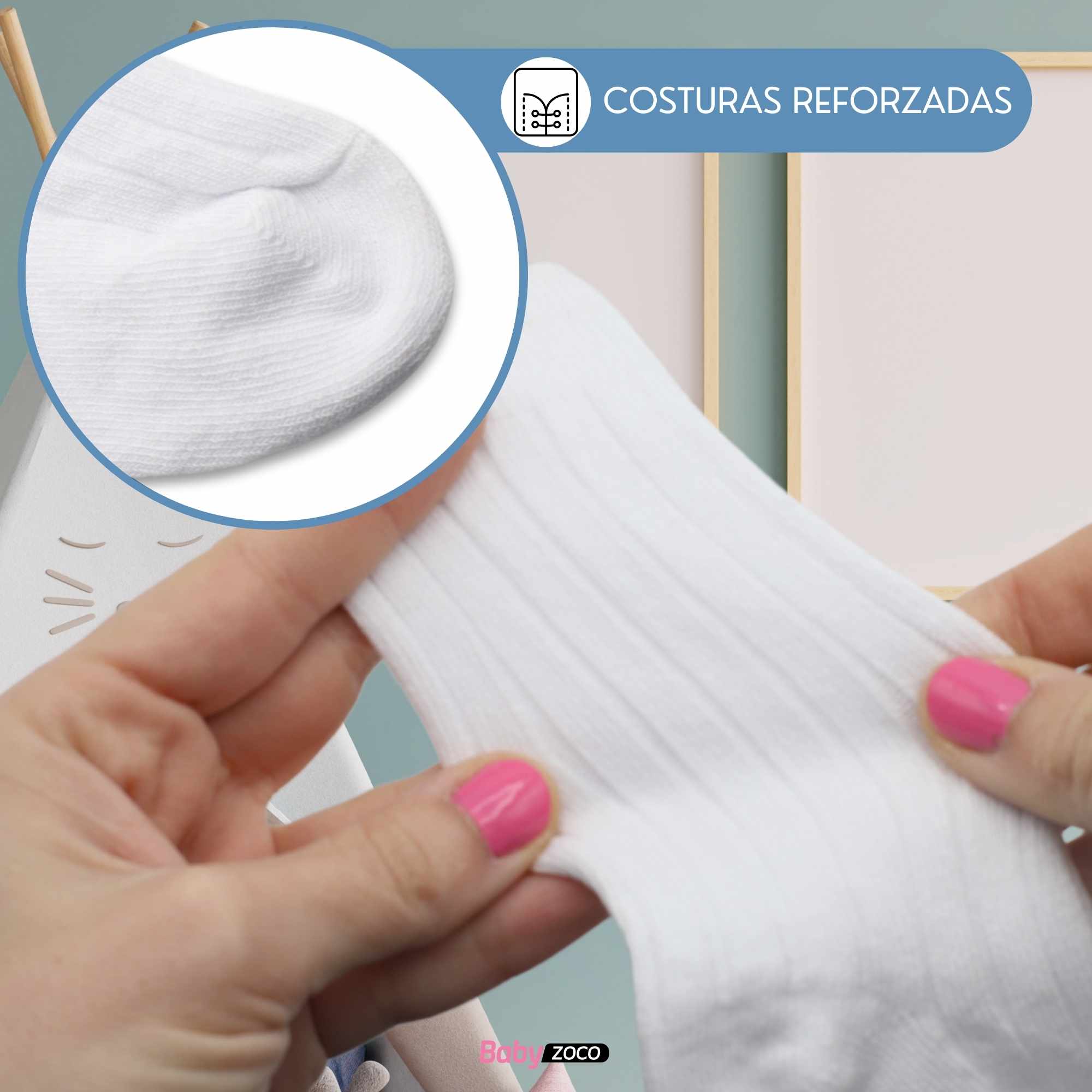 Calcetines Largos de Algodón para bebe 0 a 12 Meses Blancos - imagen 3