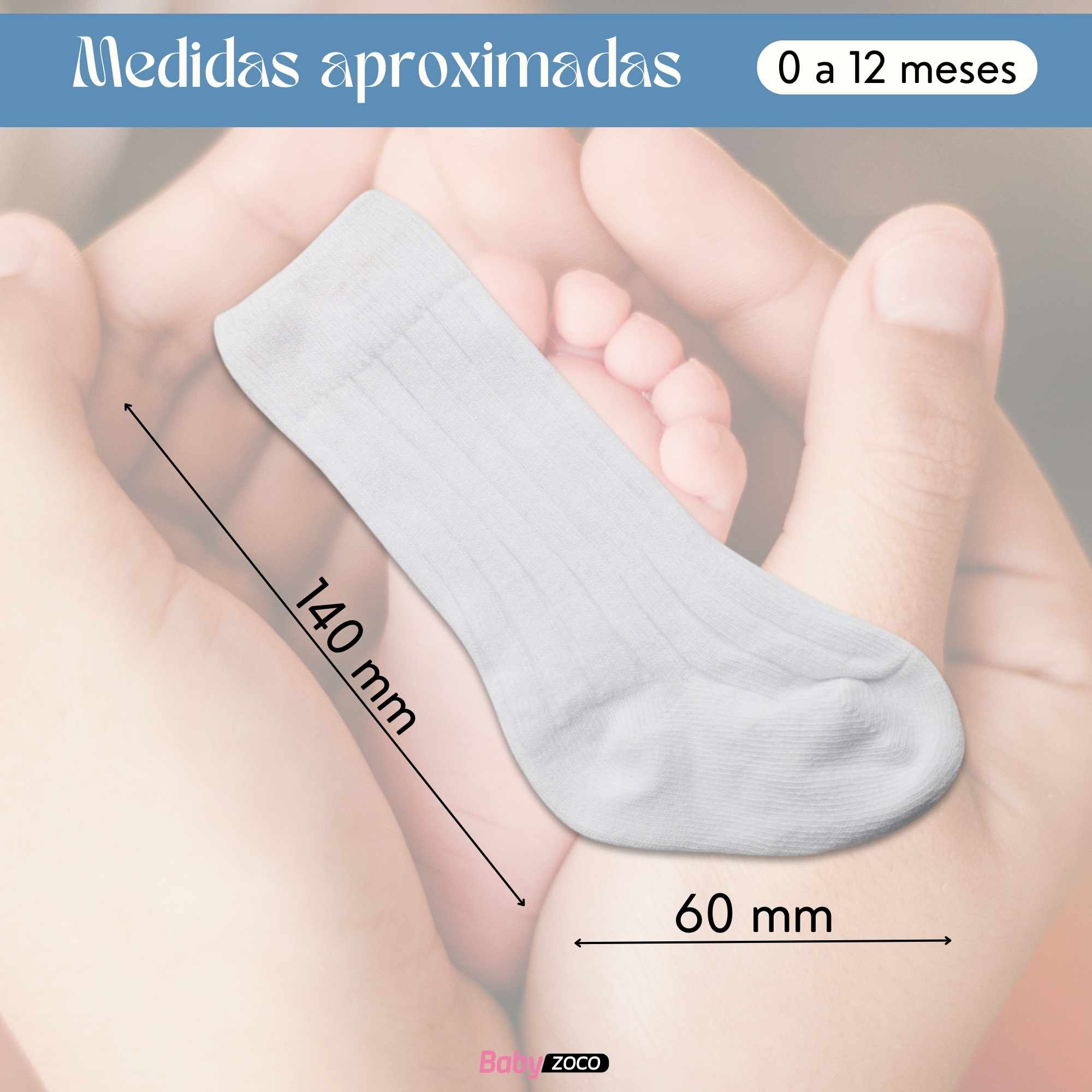 Calcetines Largos de Algodón para bebe 0 a 12 Meses Blancos - imagen 6