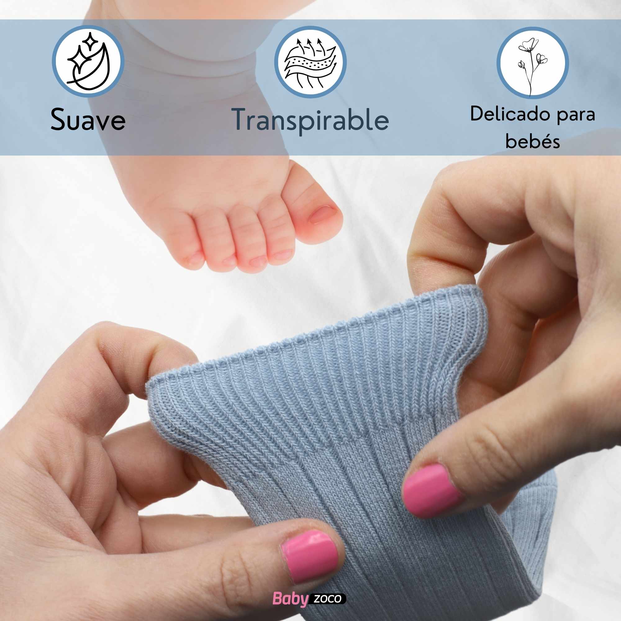 Calcetines Largos de Algodón para bebe 0 a 12 Meses Azul - imagen 4