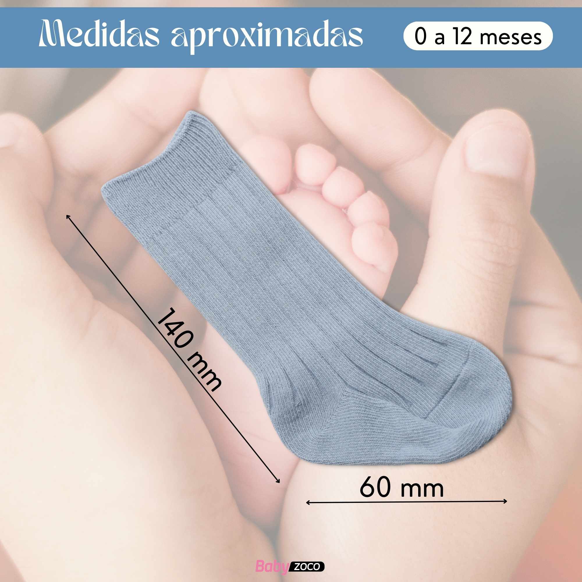 Calcetines Largos de Algodón para bebe 0 a 12 Meses Azul - imagen 6