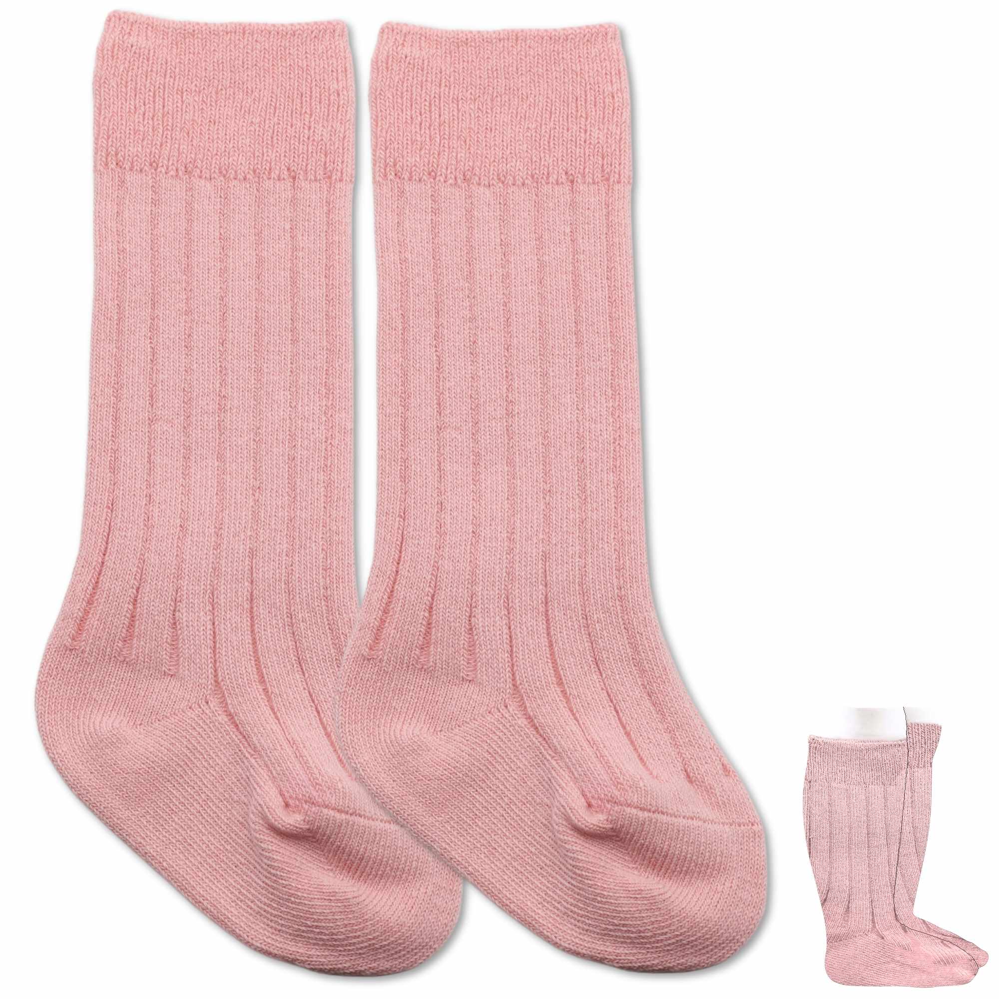 Calcetines Largos de Algodón para bebe 12 a 24 Meses Rosa - imagen 1