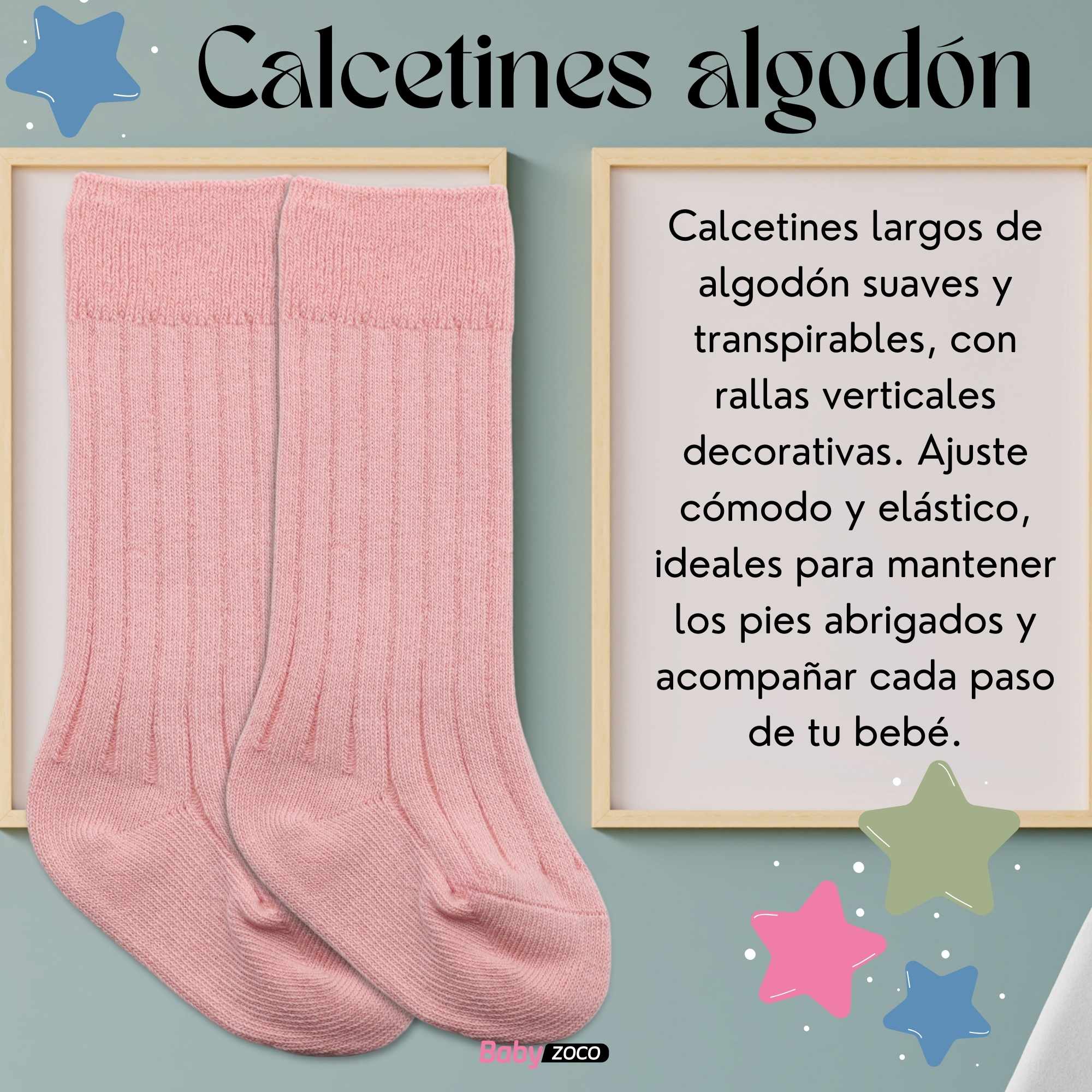 Calcetines Largos de Algodón para bebe 12 a 24 Meses Rosa - imagen 2