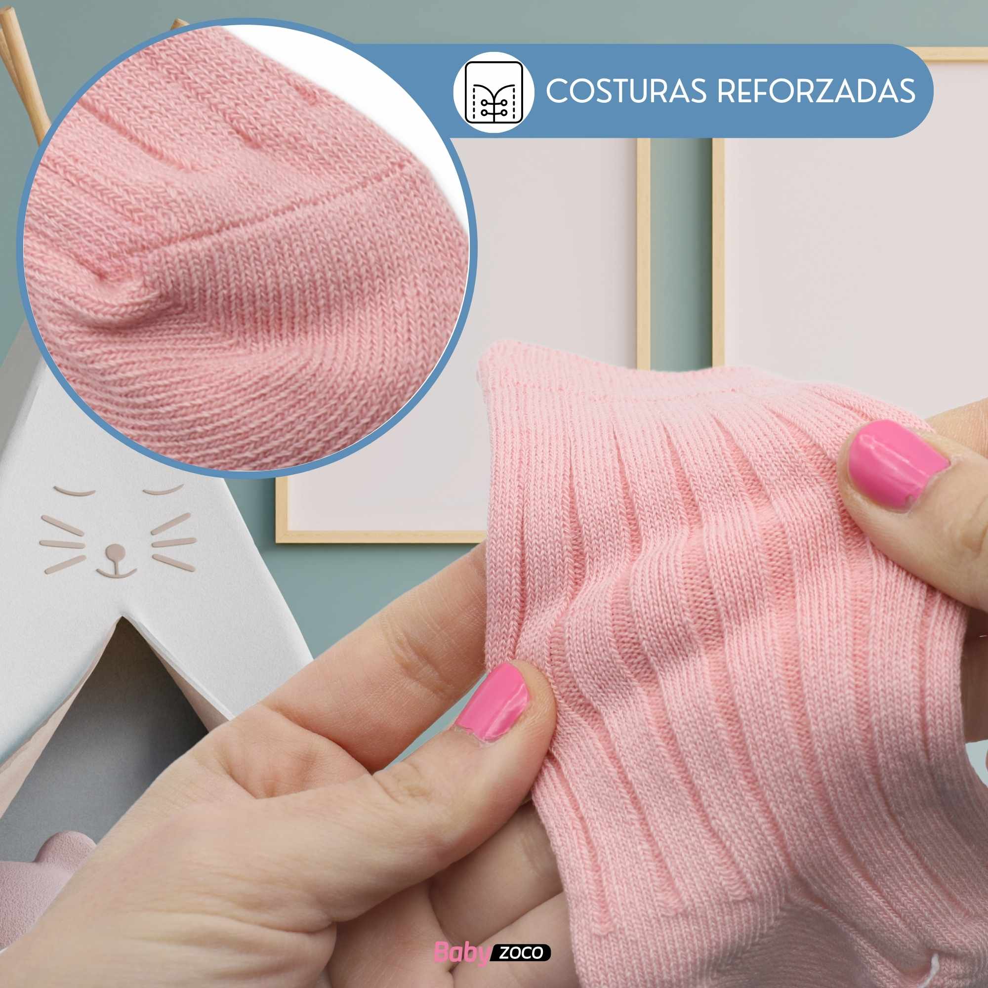 Calcetines Largos de Algodón para bebe 12 a 24 Meses Rosa - imagen 3