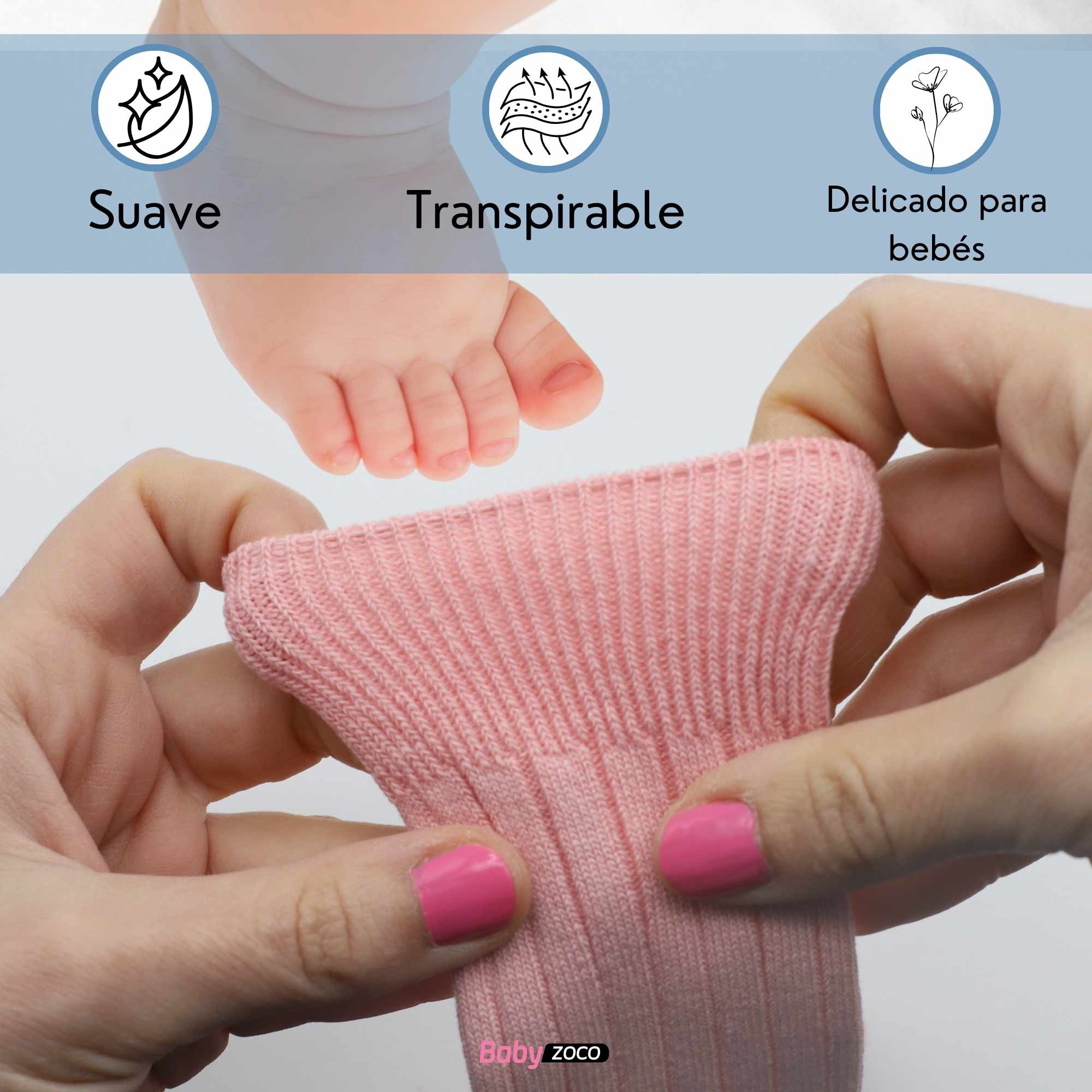 Calcetines Largos de Algodón para bebe 12 a 24 Meses Rosa - imagen 4