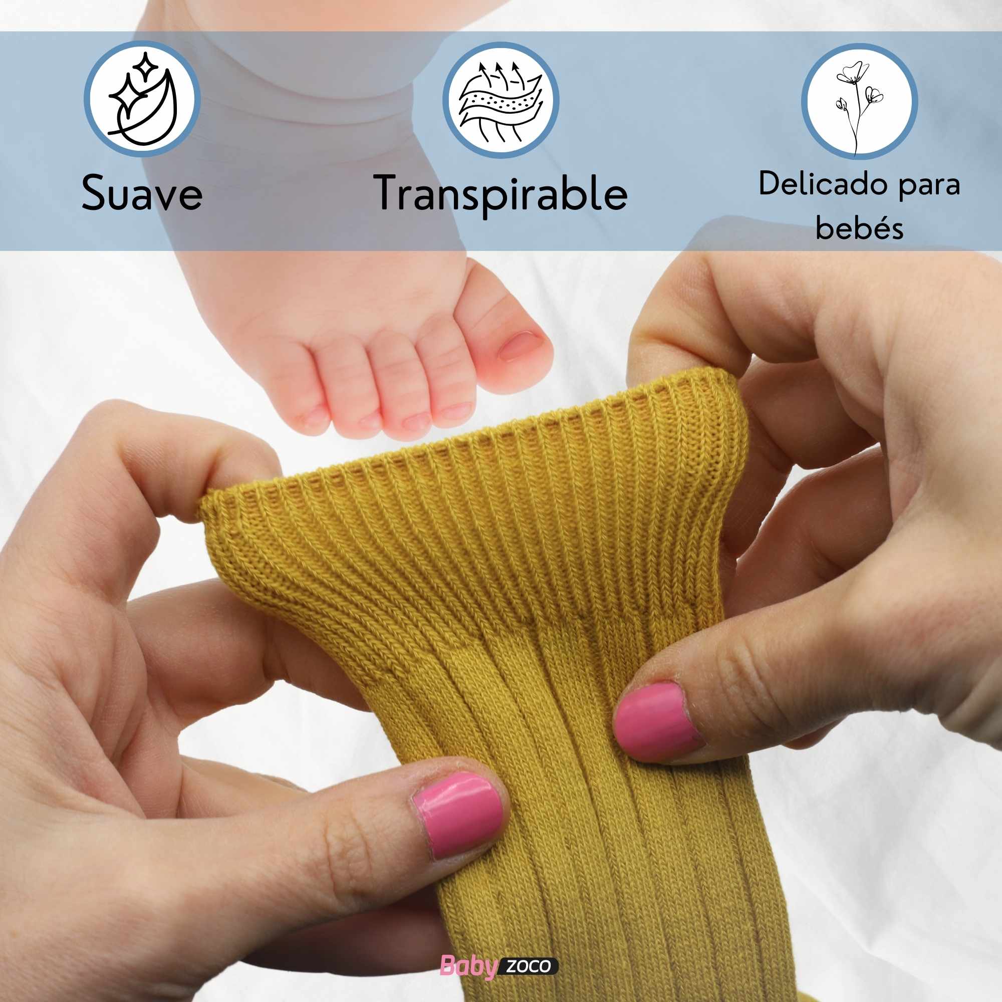 Calcetines Largos de Algodón para bebe 12 a 24 Meses Amarillo - imagen 4