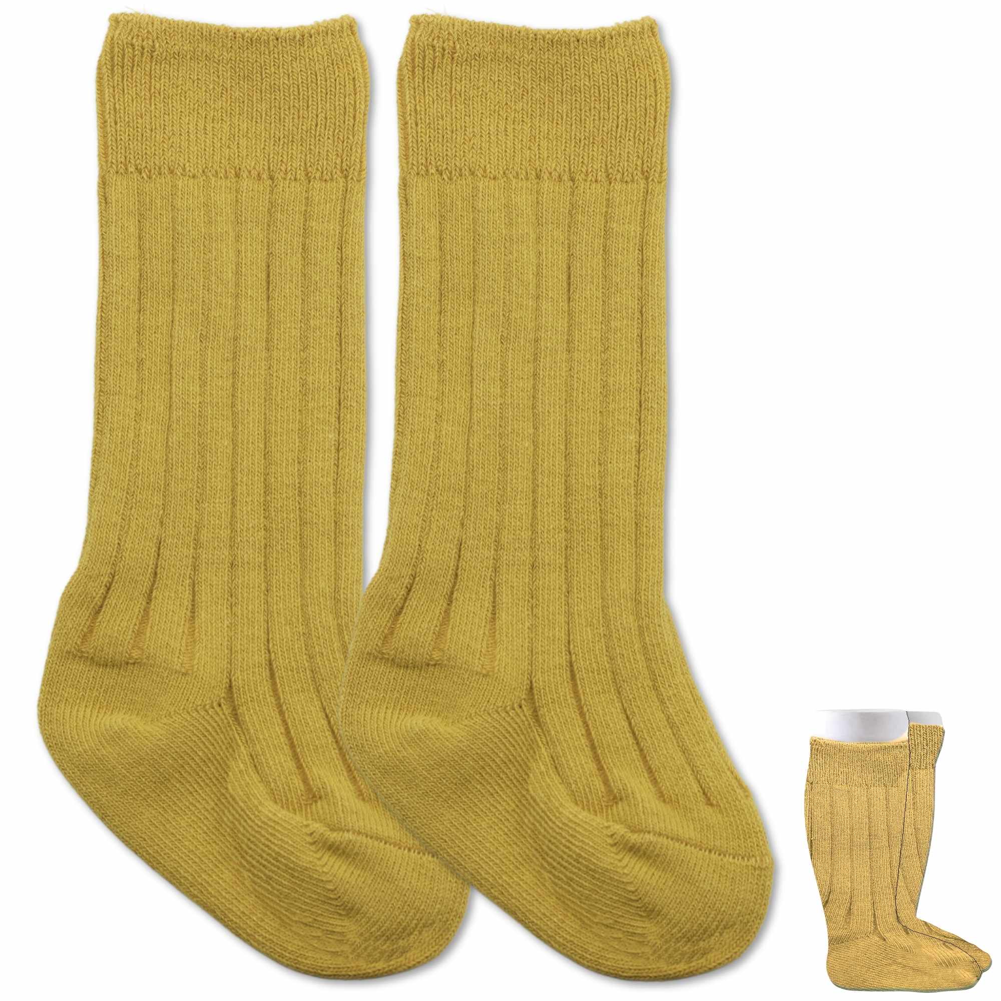 Calcetines Largos de Algodón para bebe 12 a 24 Meses Amarillo