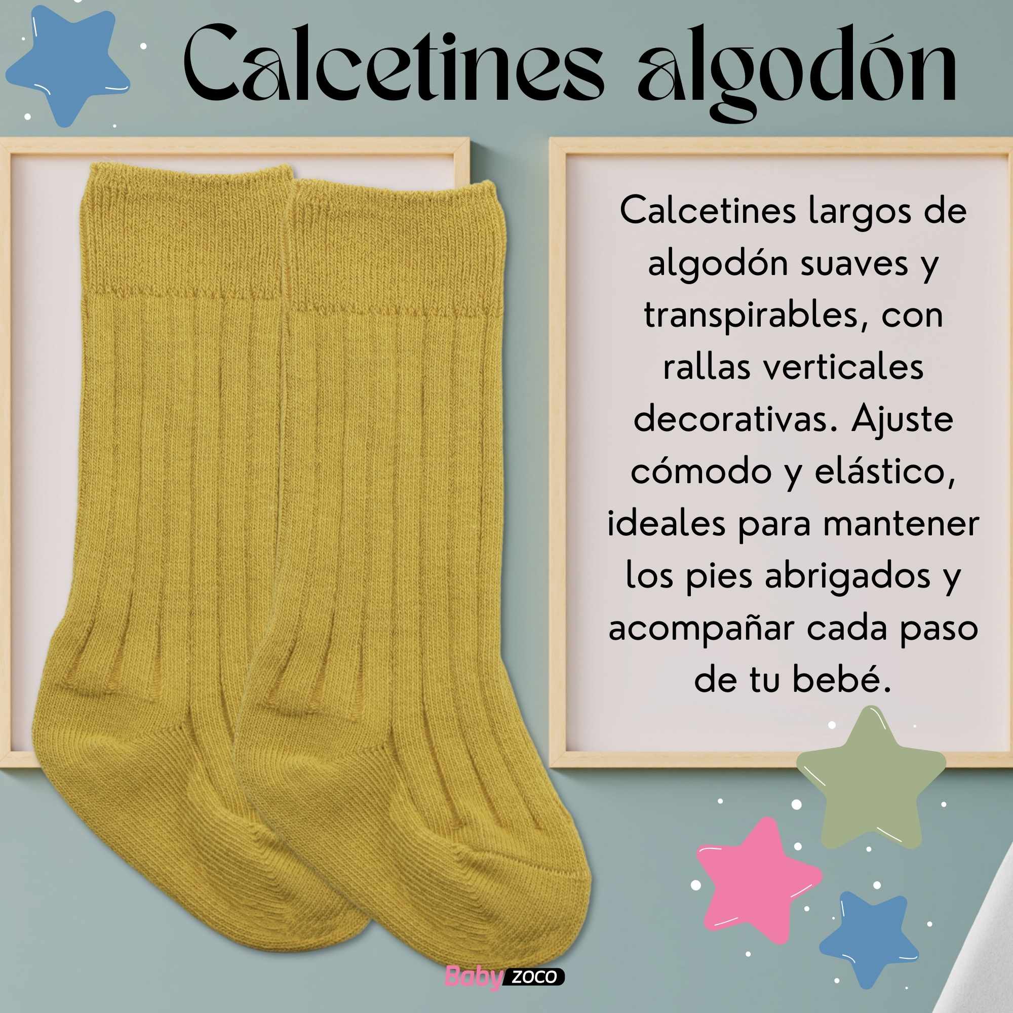 Calcetines Largos de Algodón para bebe 12 a 24 Meses Amarillo - imagen 2