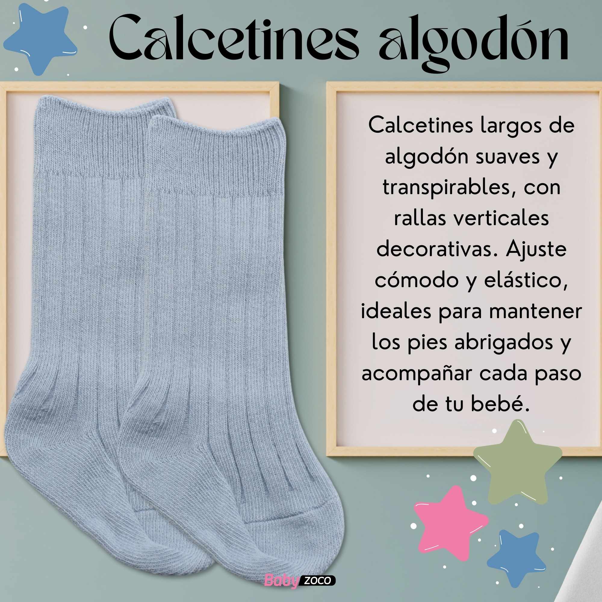 Calcetines Largos de Algodón para bebe 12 a 24 Meses Azul - imagen 2
