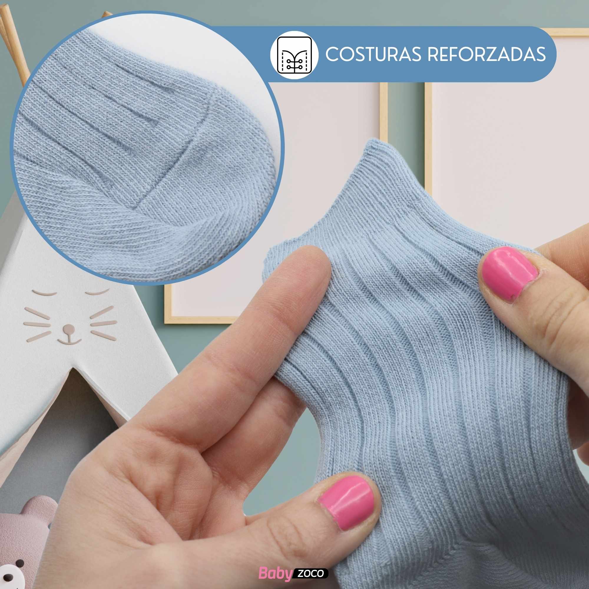 Calcetines Largos de Algodón para bebe 12 a 24 Meses Azul - imagen 3