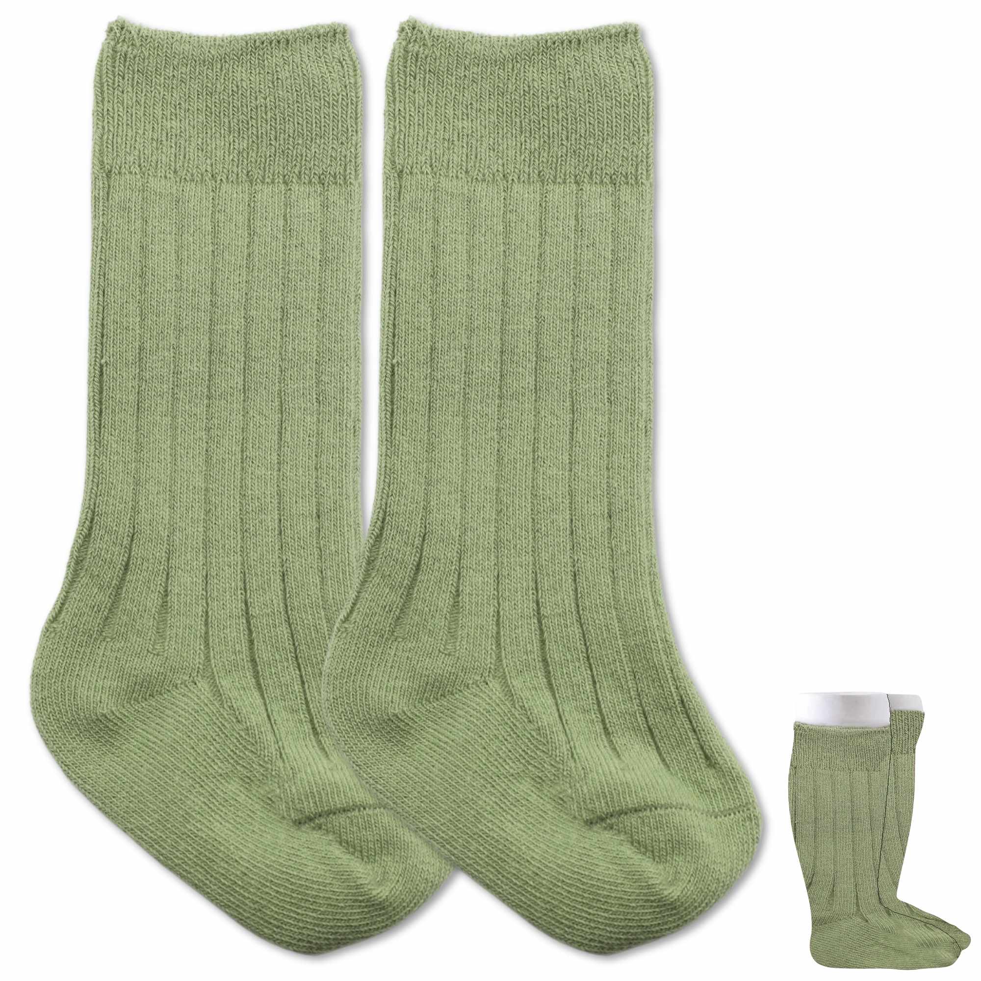 Calcetines Largos de Algodón para bebe 12 a 24 Meses Verde