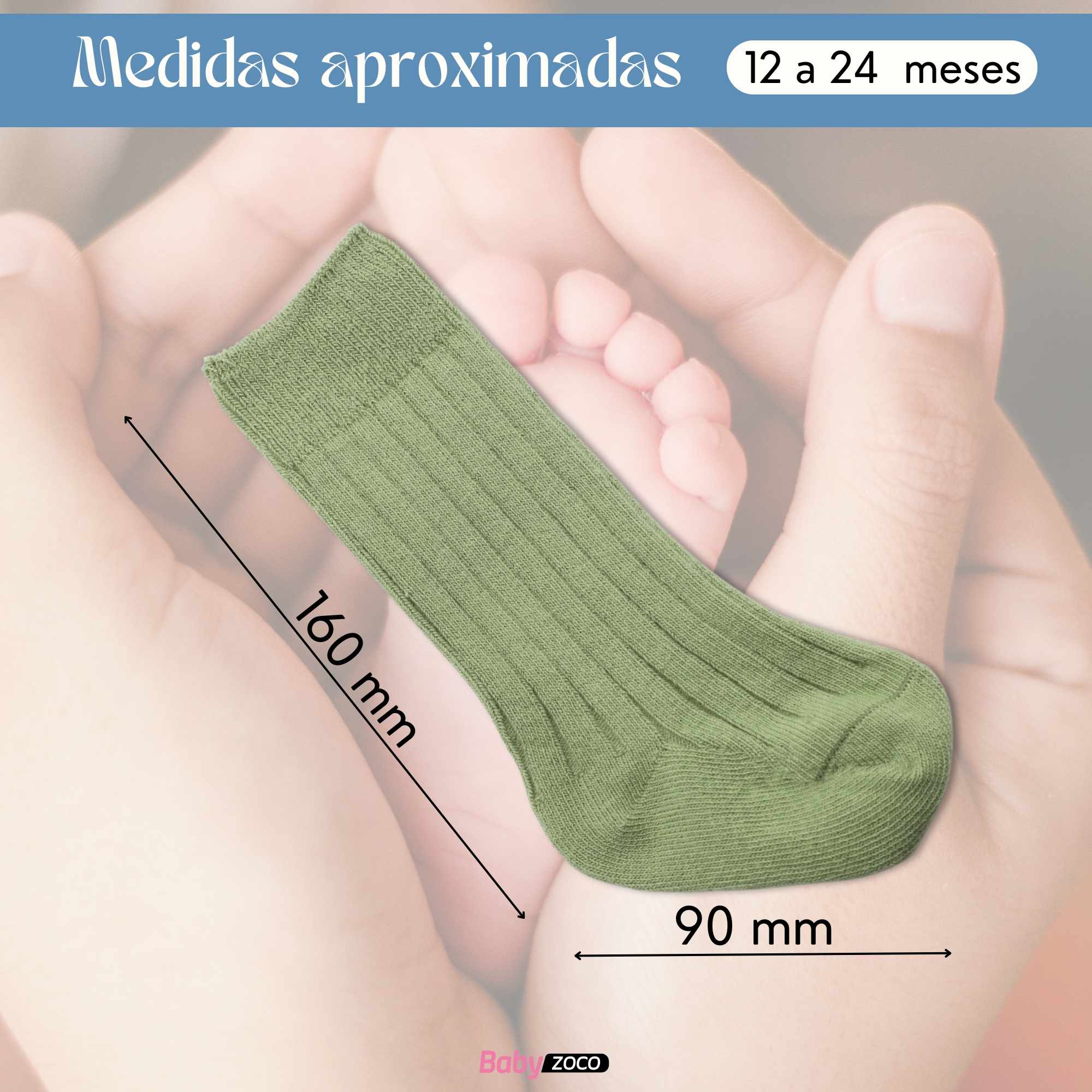 Calcetines Largos de Algodón para bebe 12 a 24 Meses Verde - imagen 6