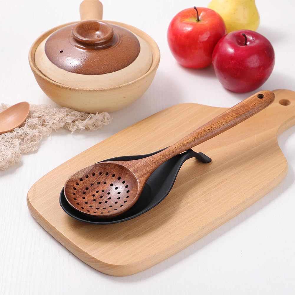 Soporte reposa cuchara silicona para cocina negro - imagen 1