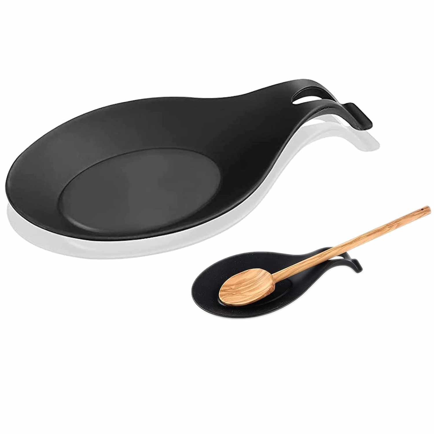 Soporte reposa cuchara silicona para cocina negro - imagen 7