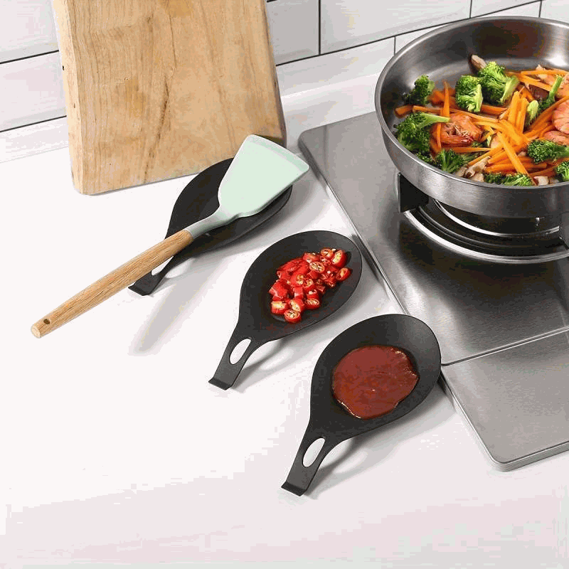 Soporte reposa cuchara silicona para cocina negro - imagen 6