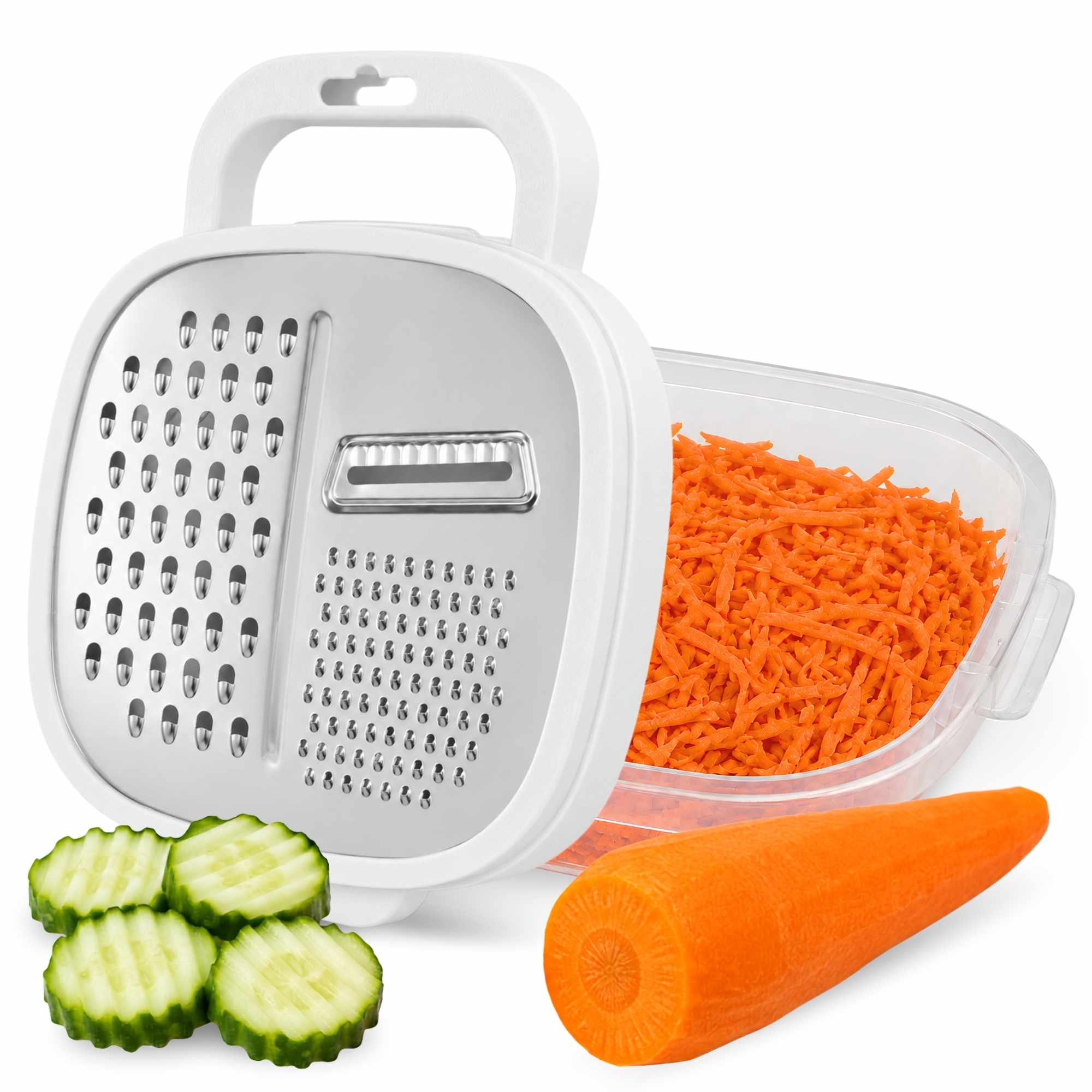 Rallador de cocina con deposito y tapa Acero Inoxidable - imagen 1