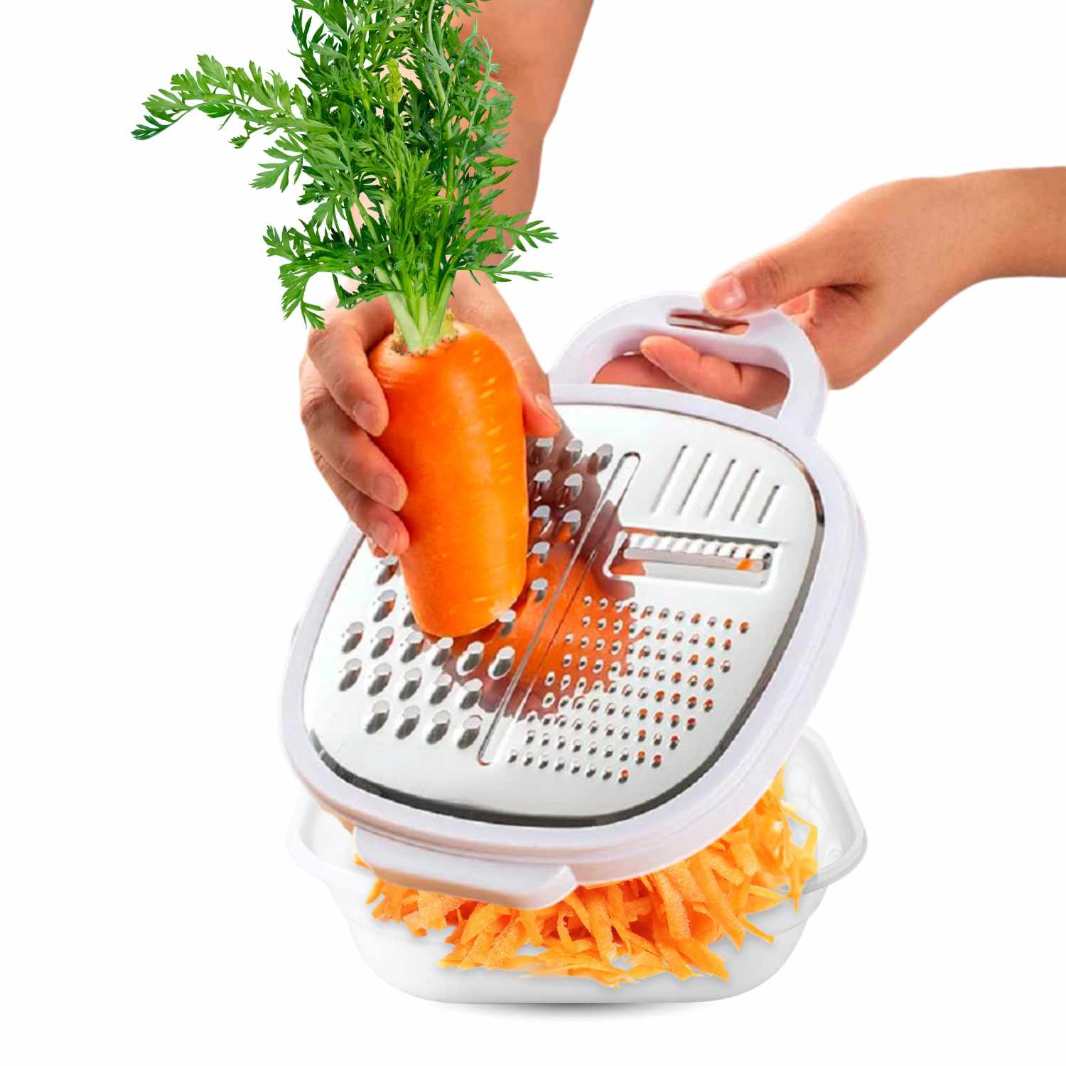 Rallador de cocina con deposito y tapa Acero Inoxidable - imagen 1