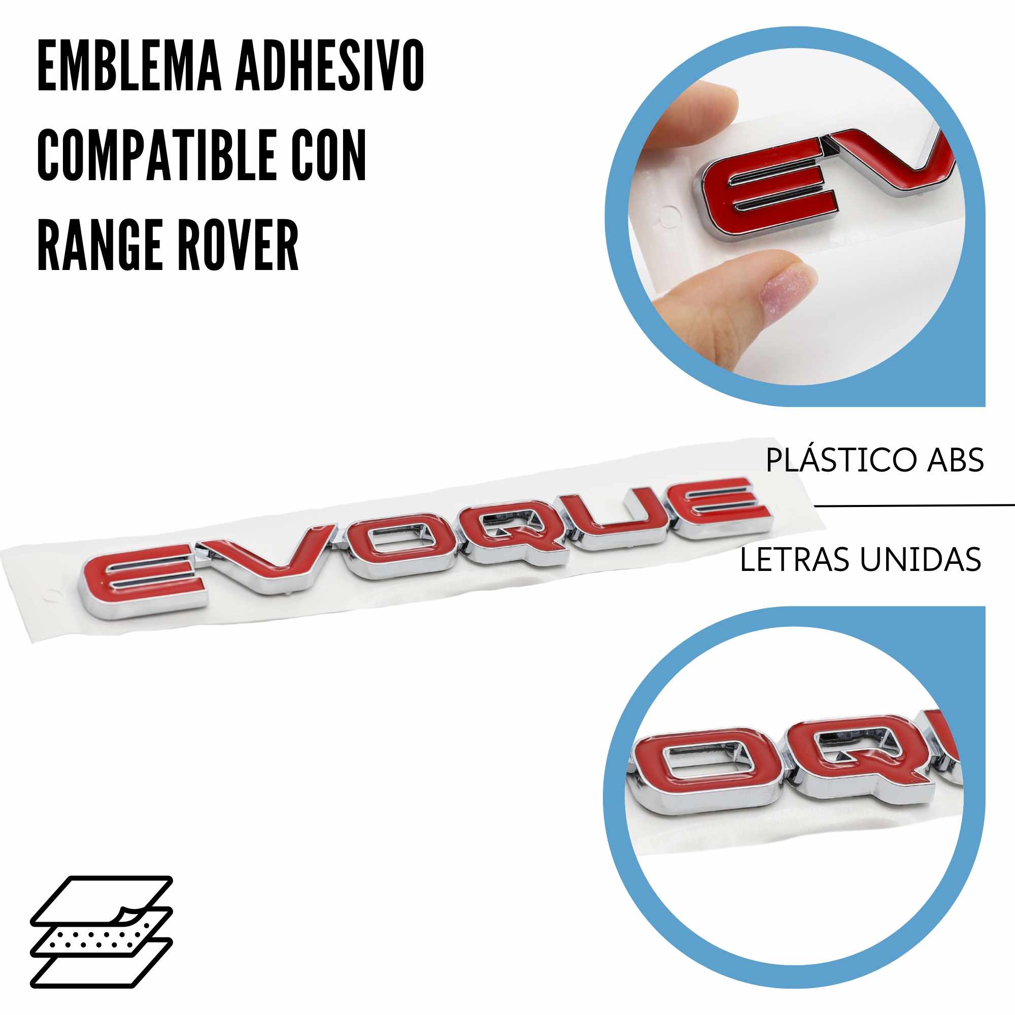 Emblema adhesivo Evoque compatible con Range Rover Rojo - imagen 6