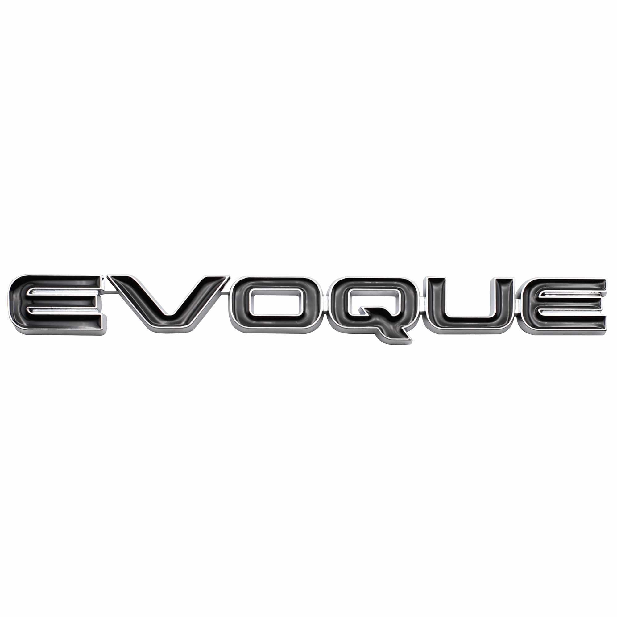 Emblema adhesivo Evoque compatible con Range Rover Negro bordes plata