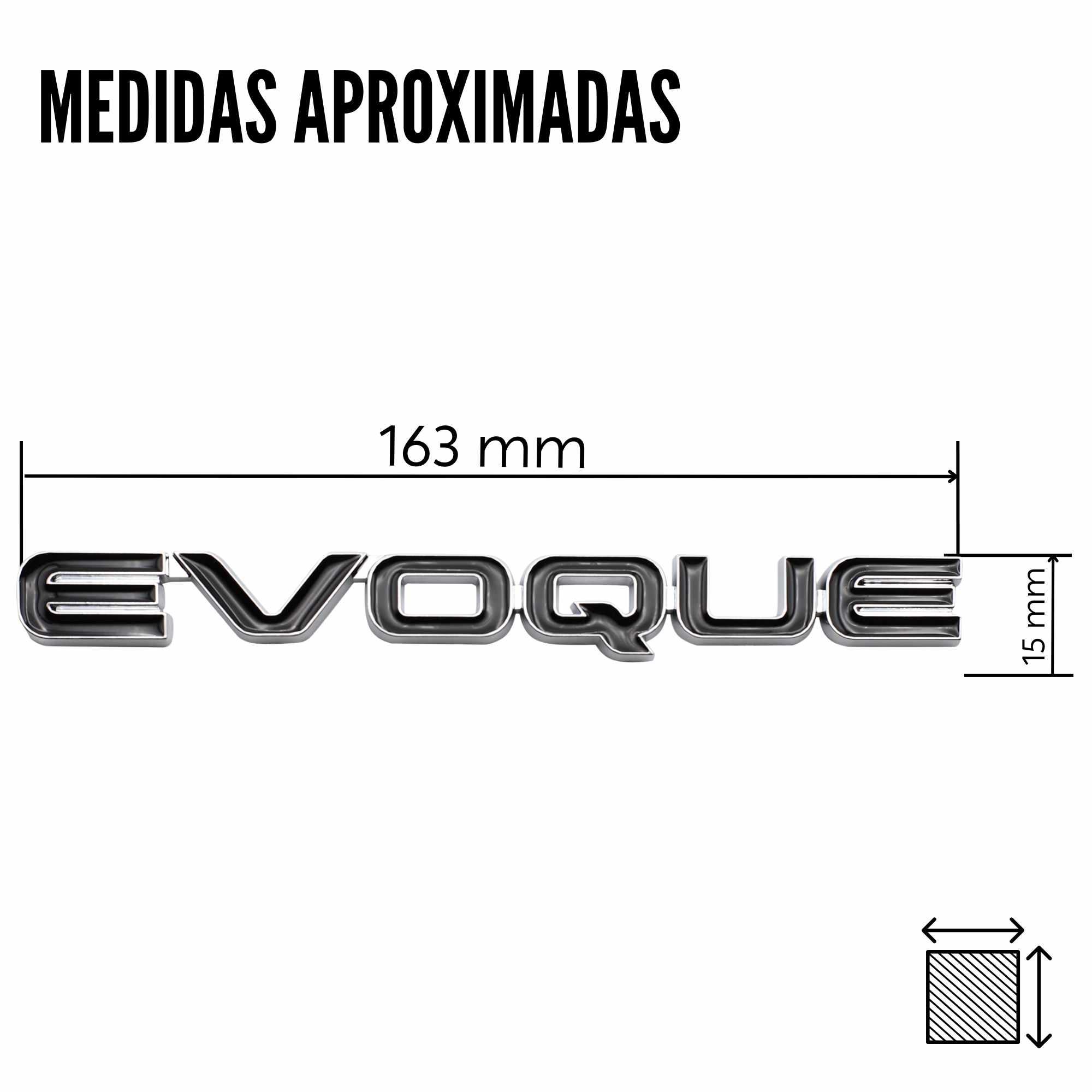Emblema adhesivo Evoque compatible con Range Rover Negro bordes plata - imagen 3