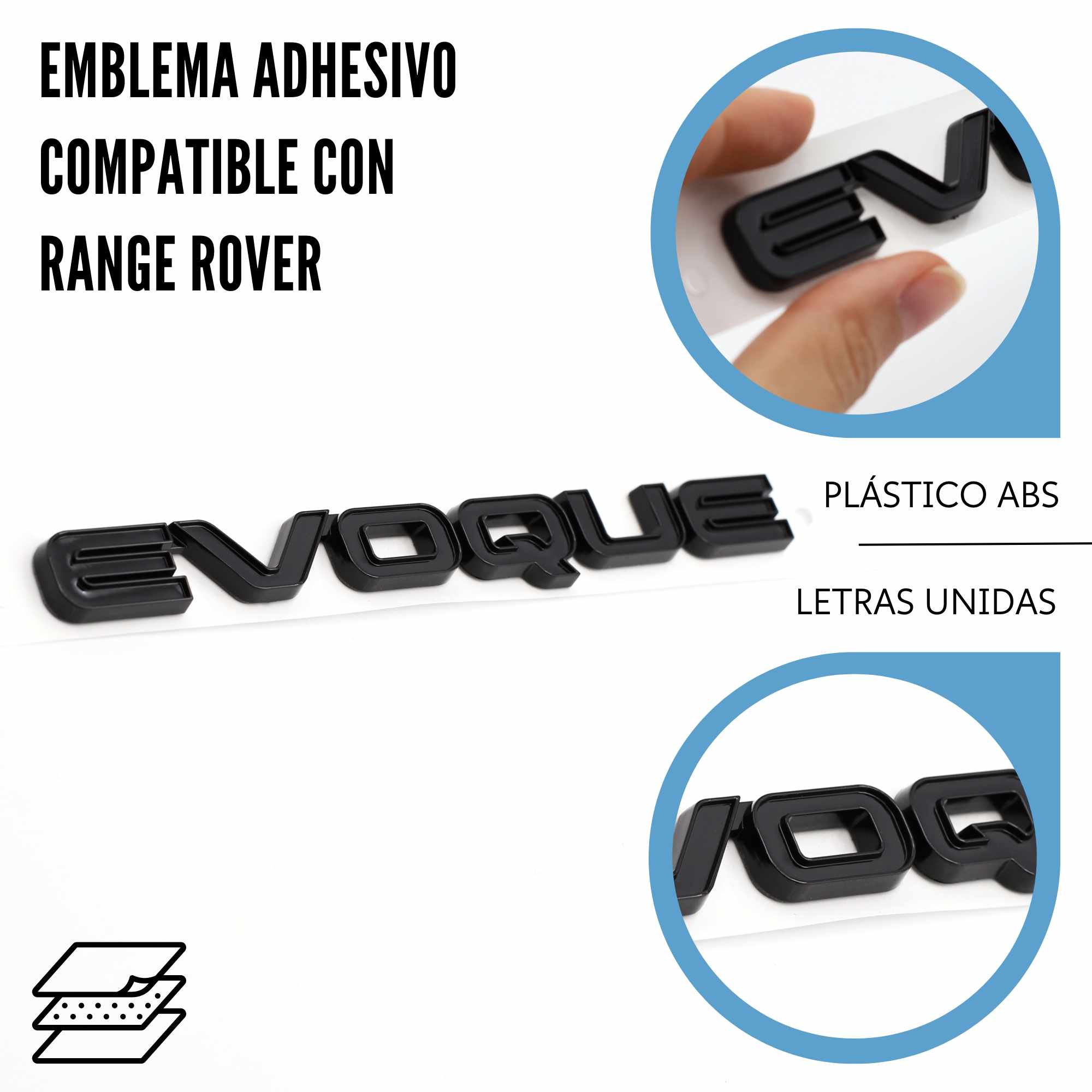Emblema adhesivo Evoque compatible con Range Rover Negro - imagen 5