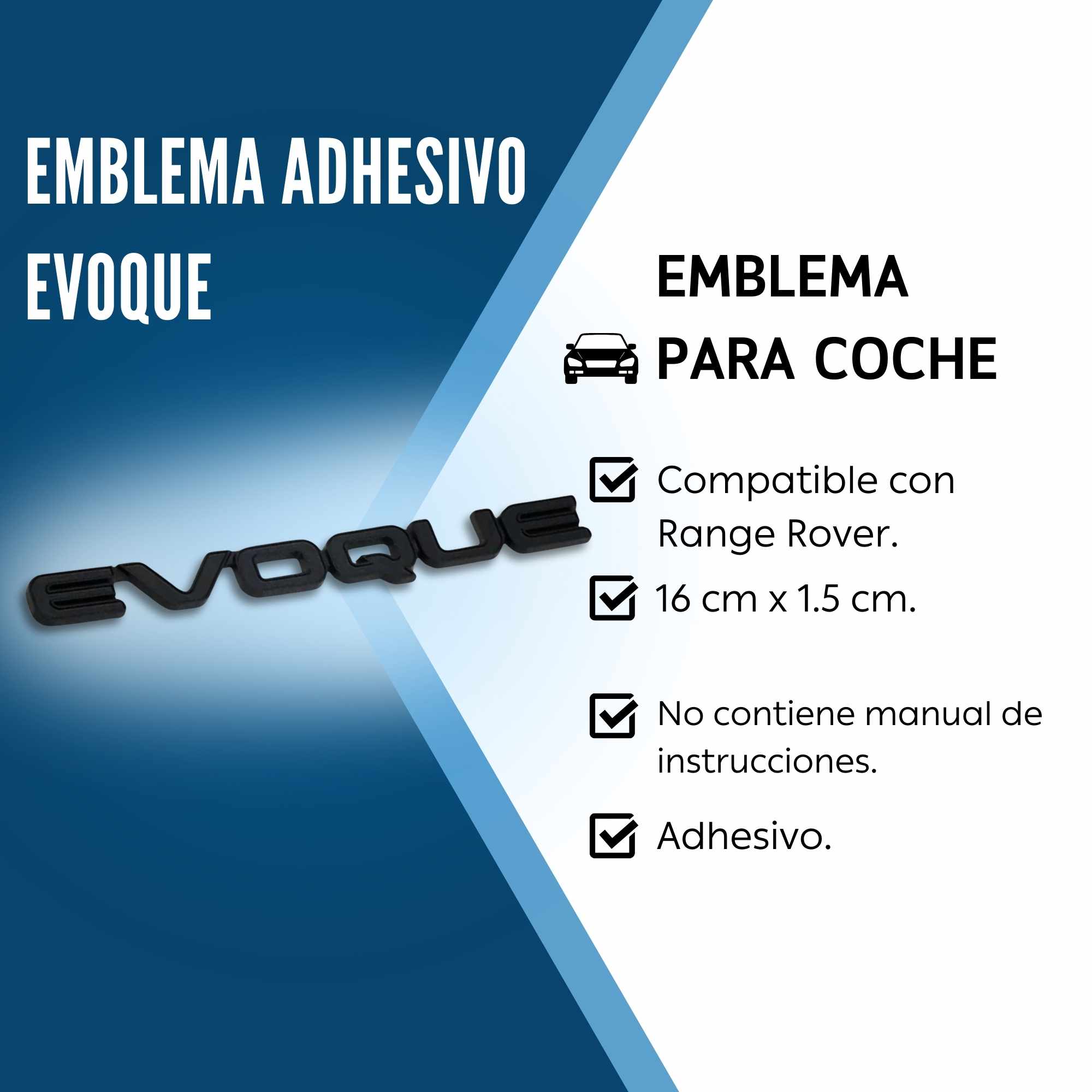 Emblema adhesivo Evoque compatible con Range Rover Negro - imagen 2