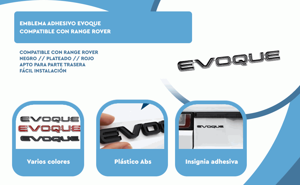 Banner - Emblema adhesivo Evoque compatible con Range Rover Negro