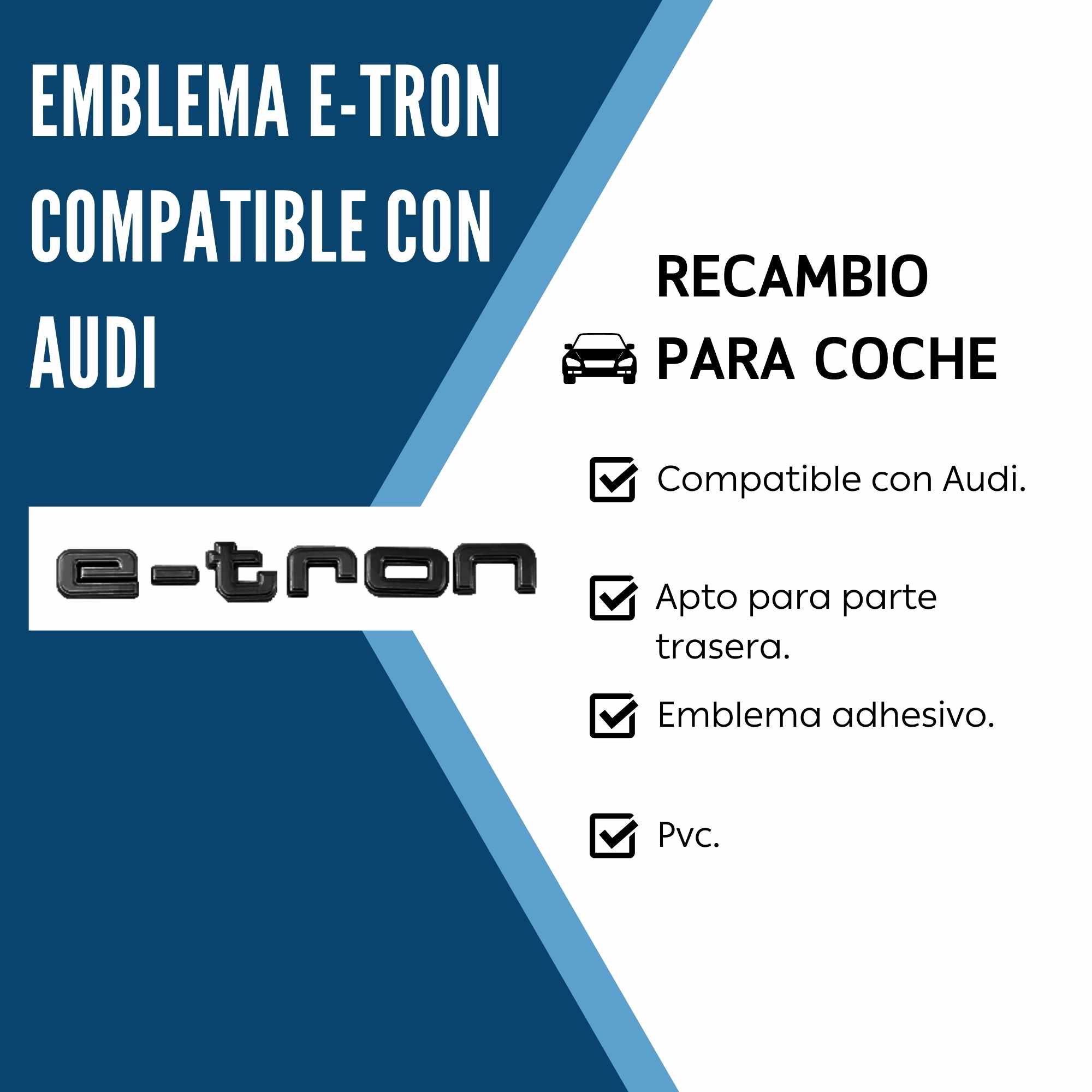 Emblema adhesivo E-Tron compatible con Audi Negro mate - imagen 2