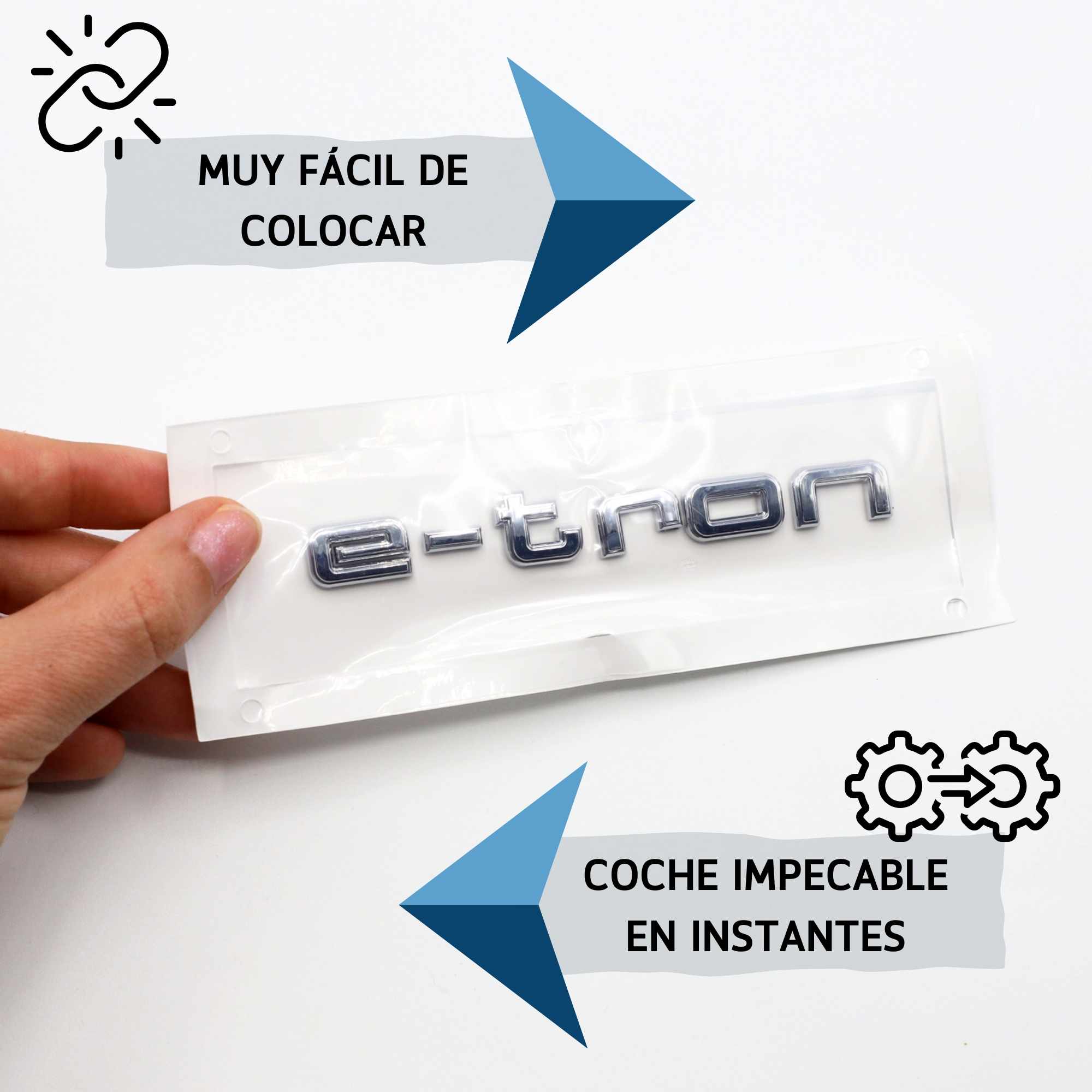 Emblema adhesivo E-Tron compatible con Audi Plateado brillo - imagen 4