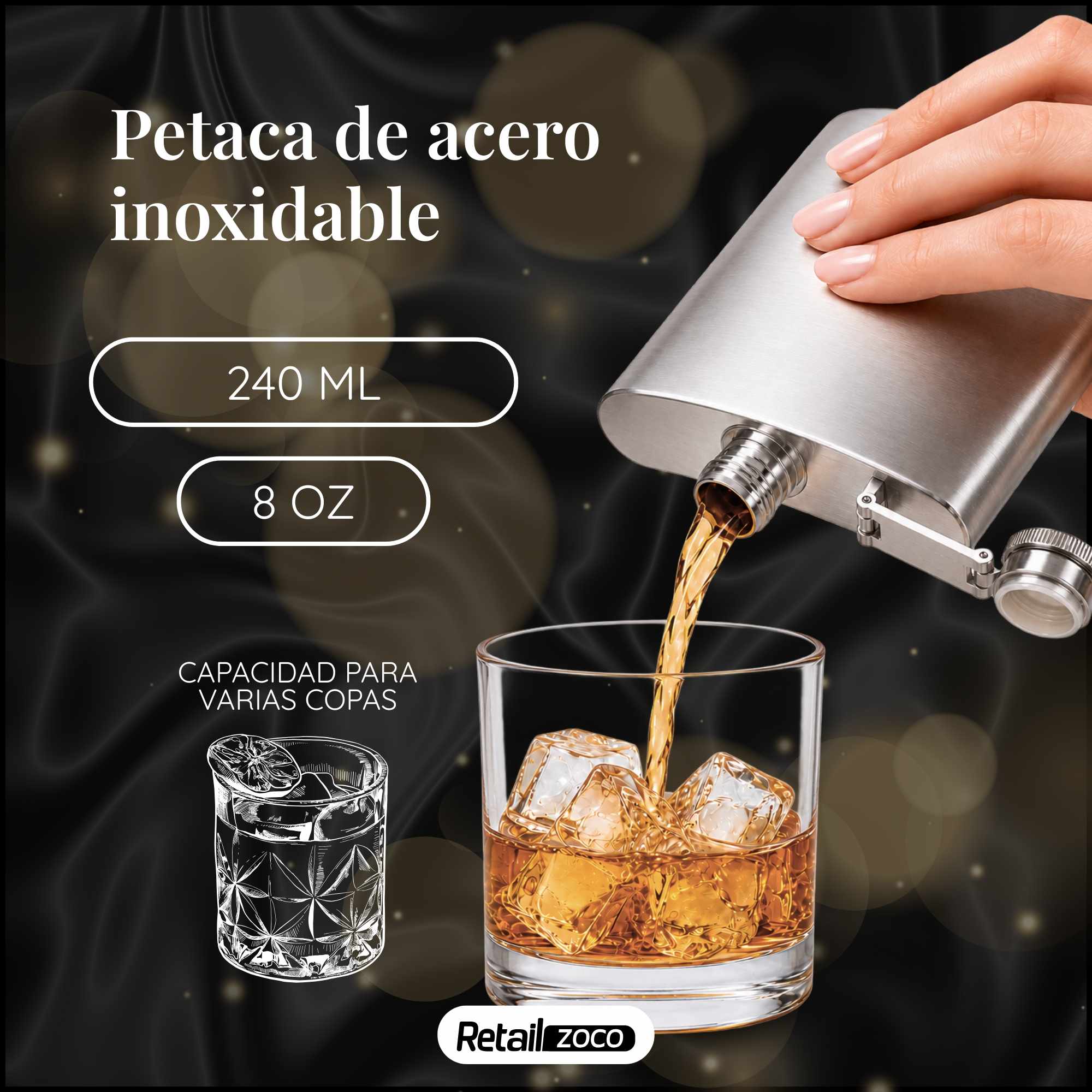 Petaca acero inoxidable 240 ml - imagen 2