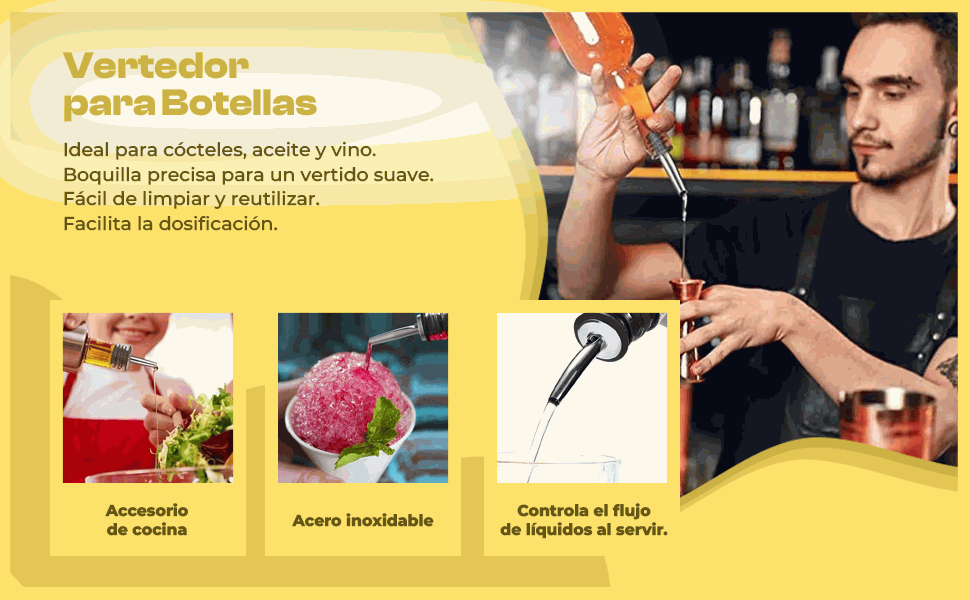 Banner - Vertedor de Acero Inoxidable para Botellas