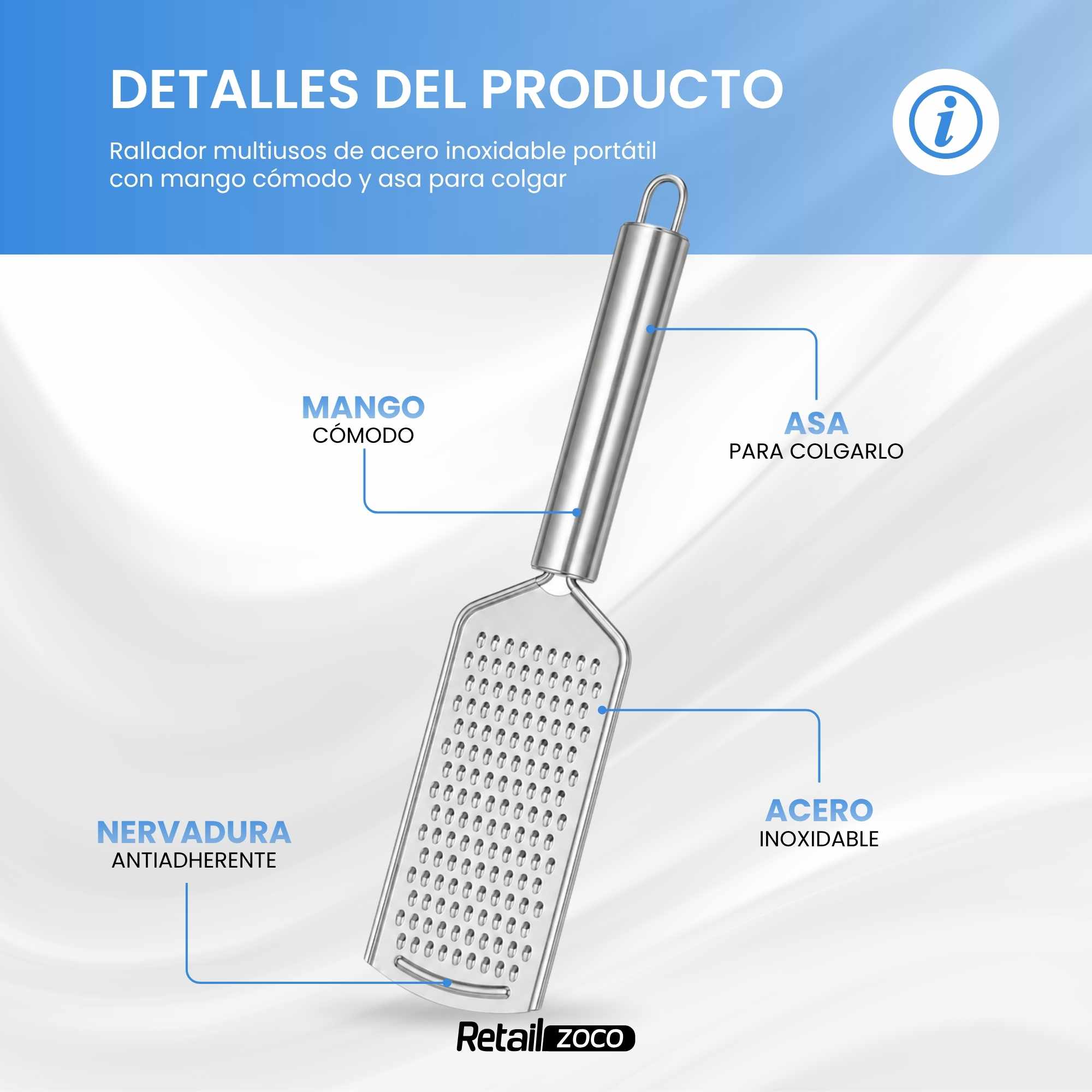 Rallador manual cocina de acero inoxidable tipo 1 - imagen 2