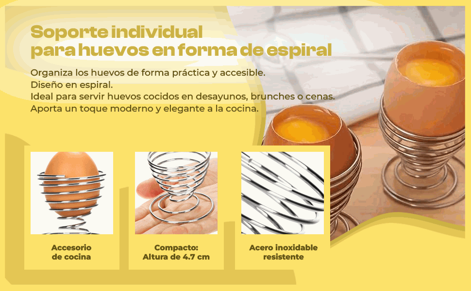 Banner - Huevera soporte para huevos cocidos acero inoxidable