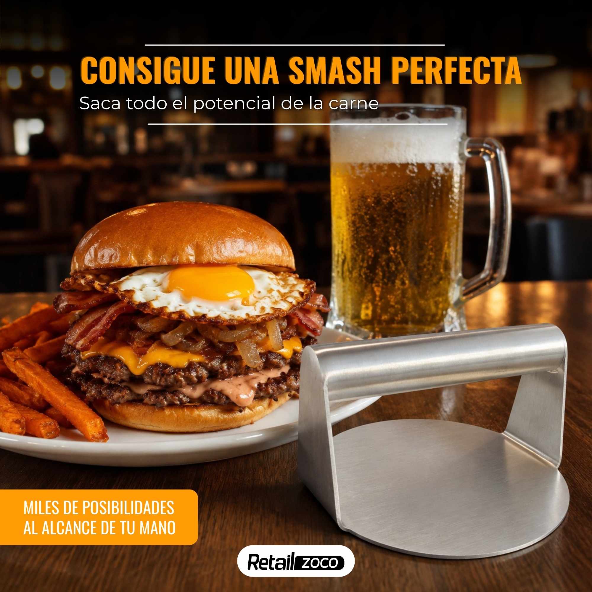 Prensa para Smash Burger Acero inoxidable - imagen 3