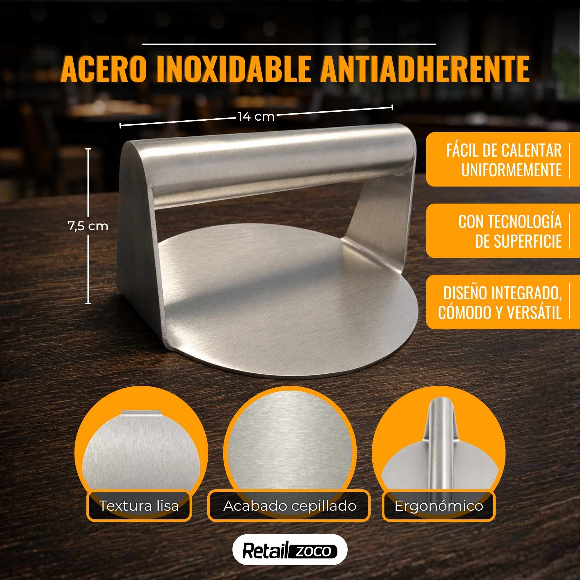 Prensa para Smash Burger Acero inoxidable - imagen 4