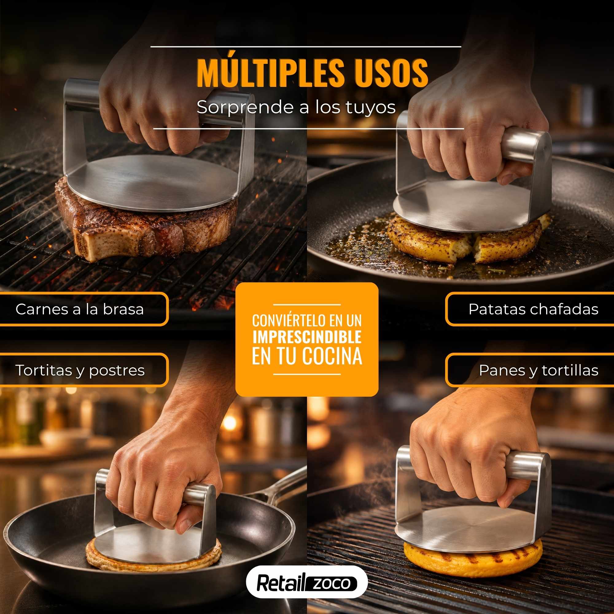Prensa para Smash Burger Acero inoxidable - imagen 6