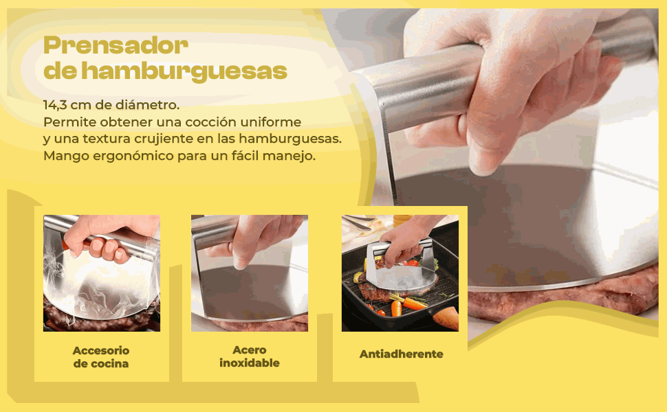 Banner - Prensa para Smash Burger Acero inoxidable